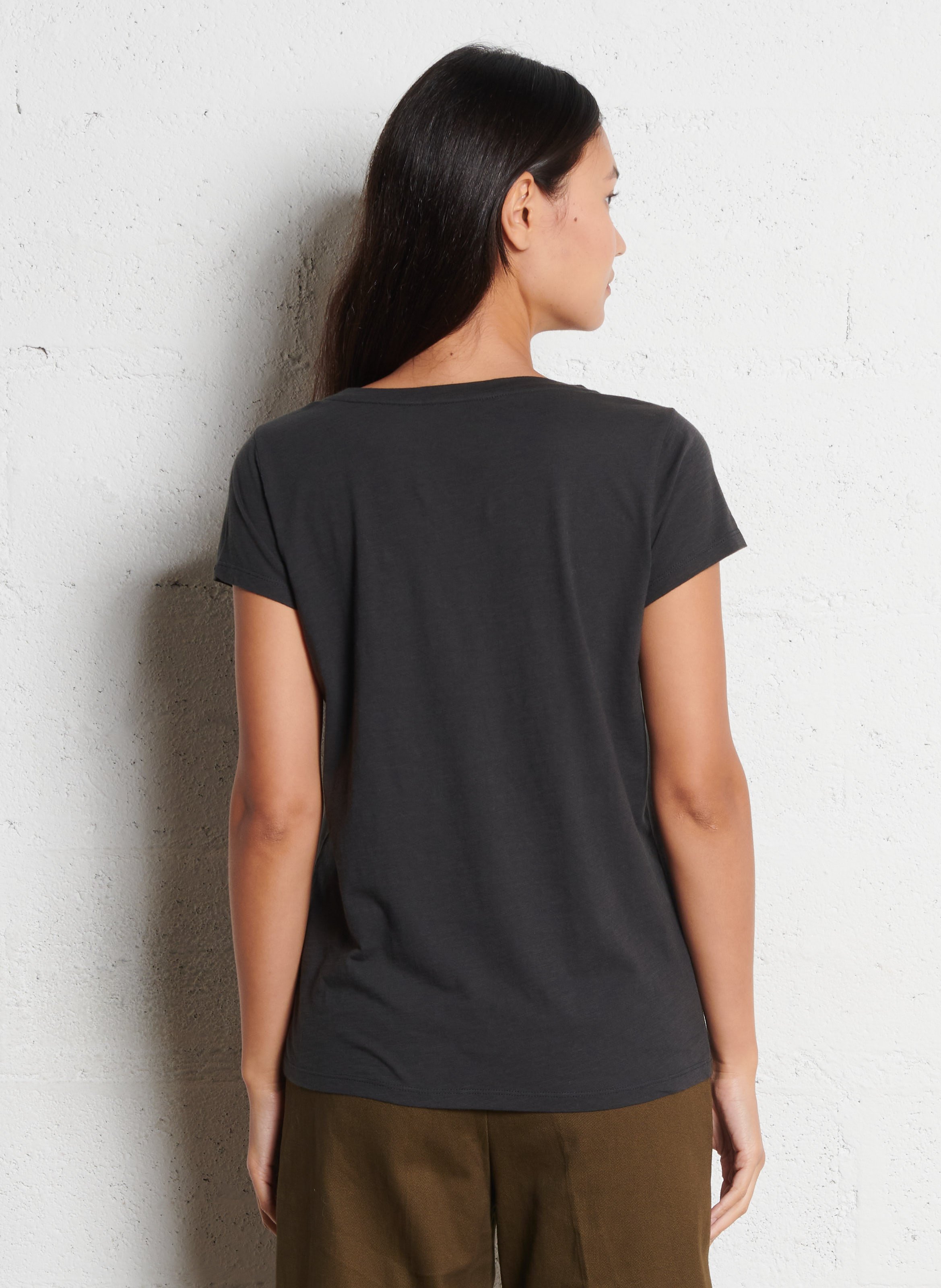 T-shirt van biokatoen met V-hals LEON & HARPER Grijs