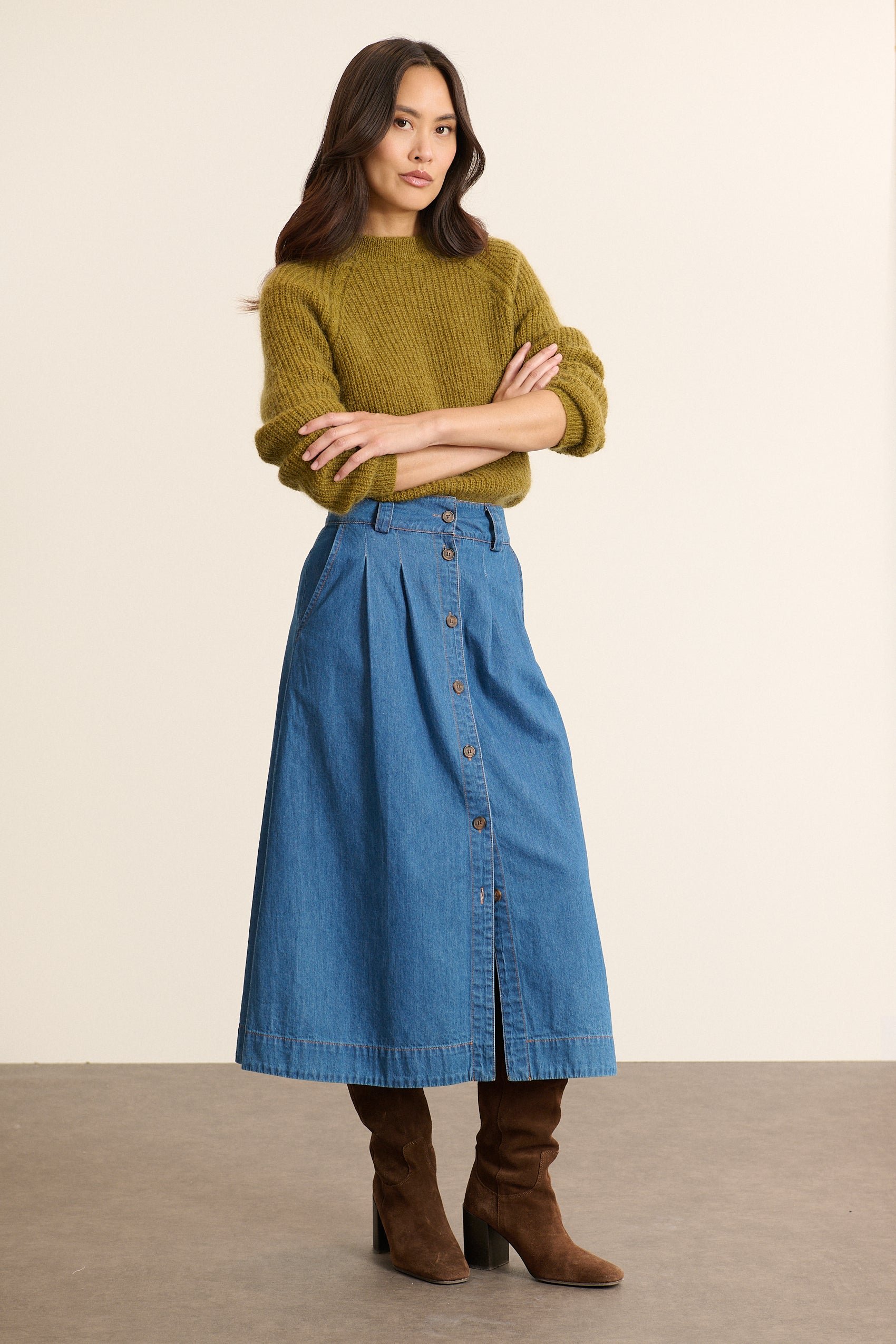 Round neck long sleeve sweater GARANCE PARIS Green