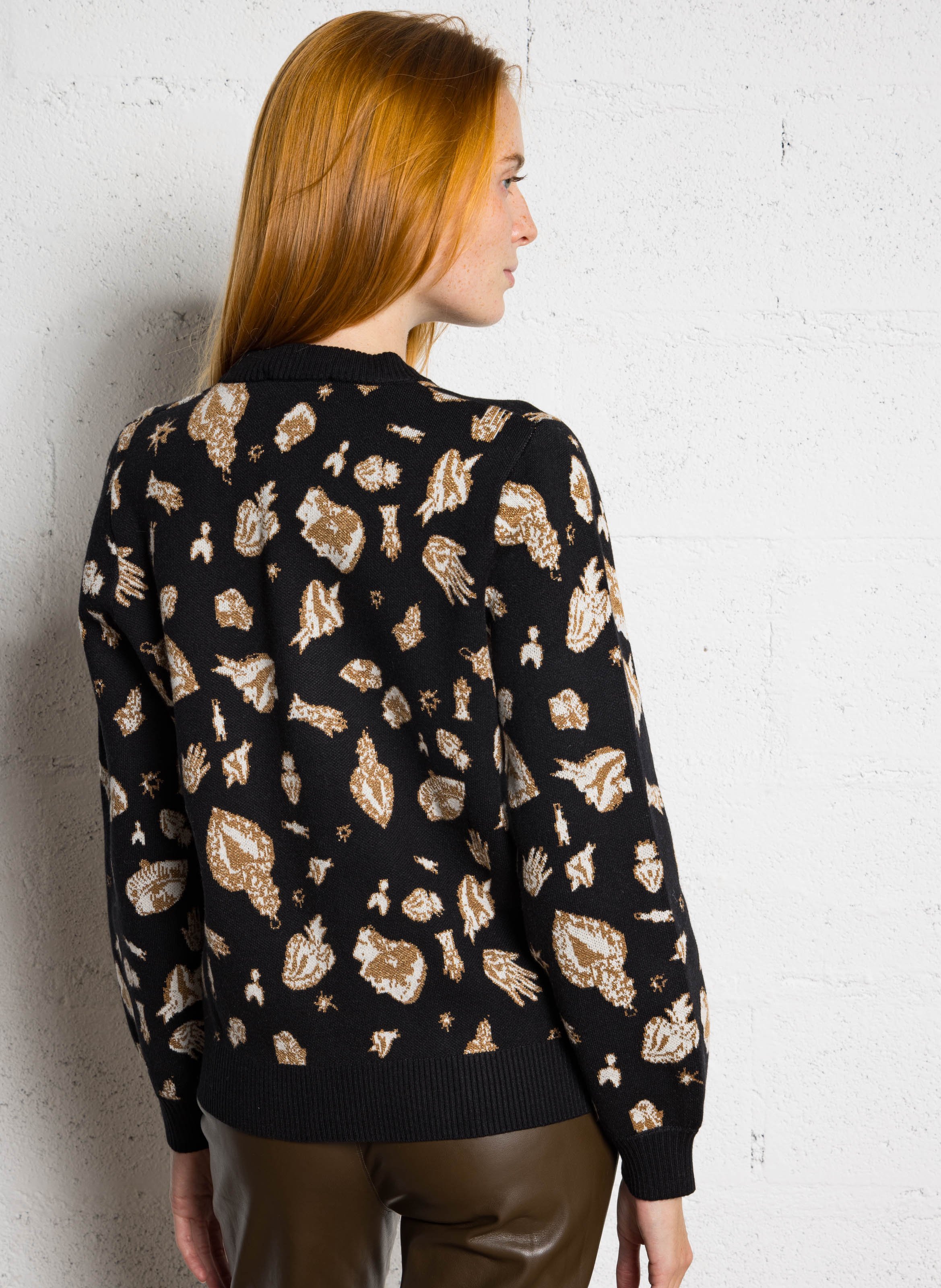 Gilet cintré col V à motifs pailletés NEVER FULLY DRESSED Noir