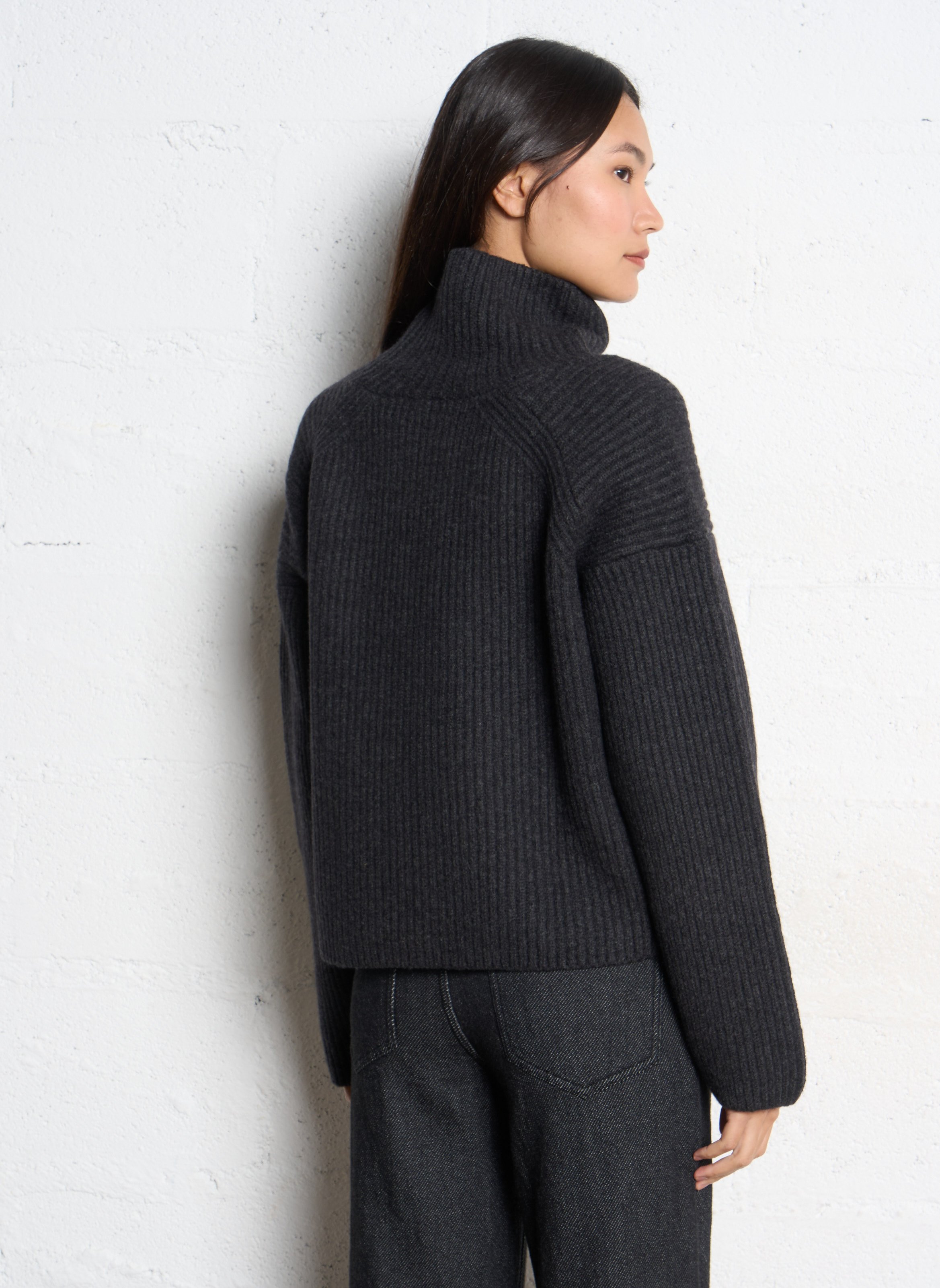 High-neck wool-blend sweater SOEUR Grey
