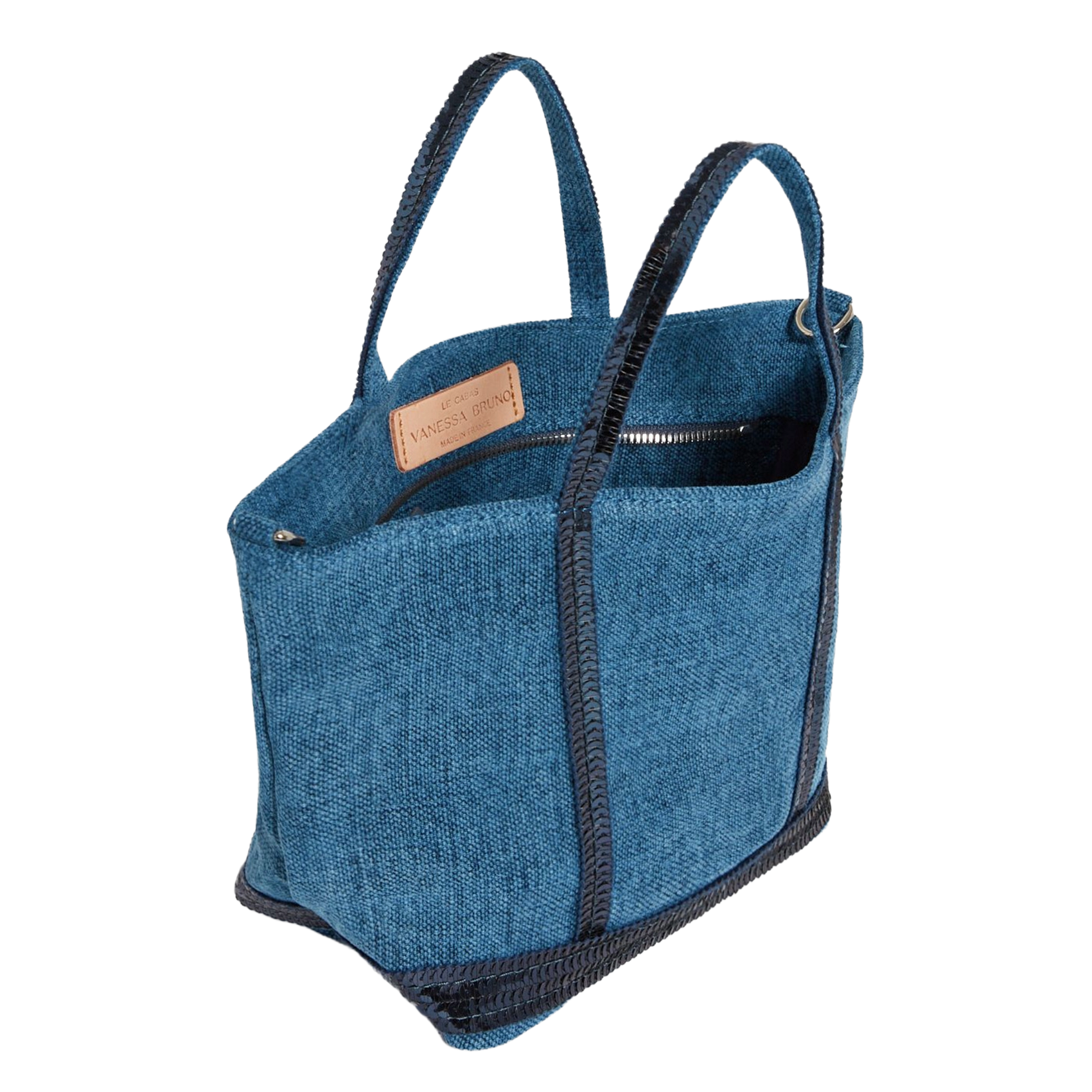 Sequined linen tote bag VANESSA BRUNO Blue