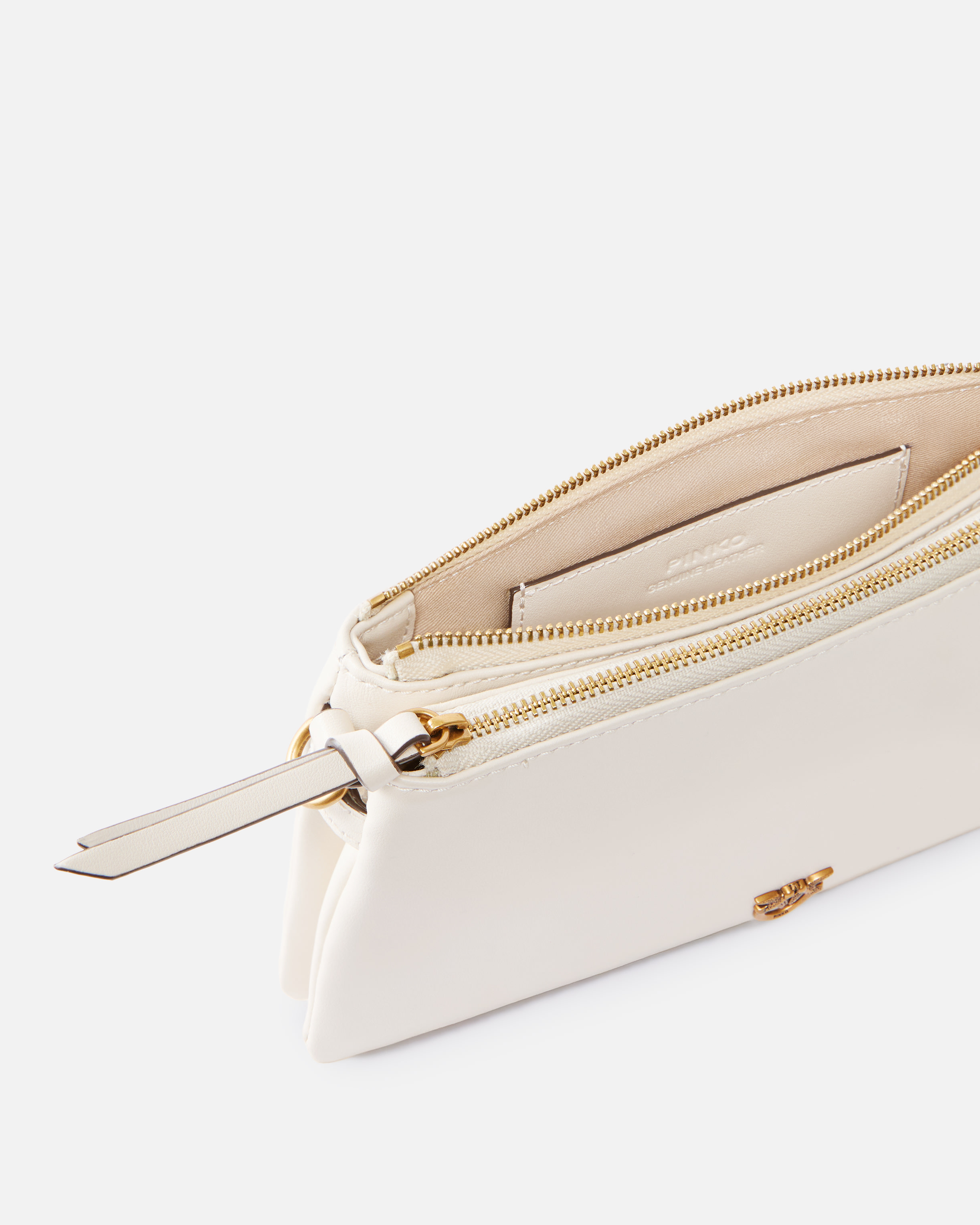 Small leather shoulder bag with love birds logo PINKO White