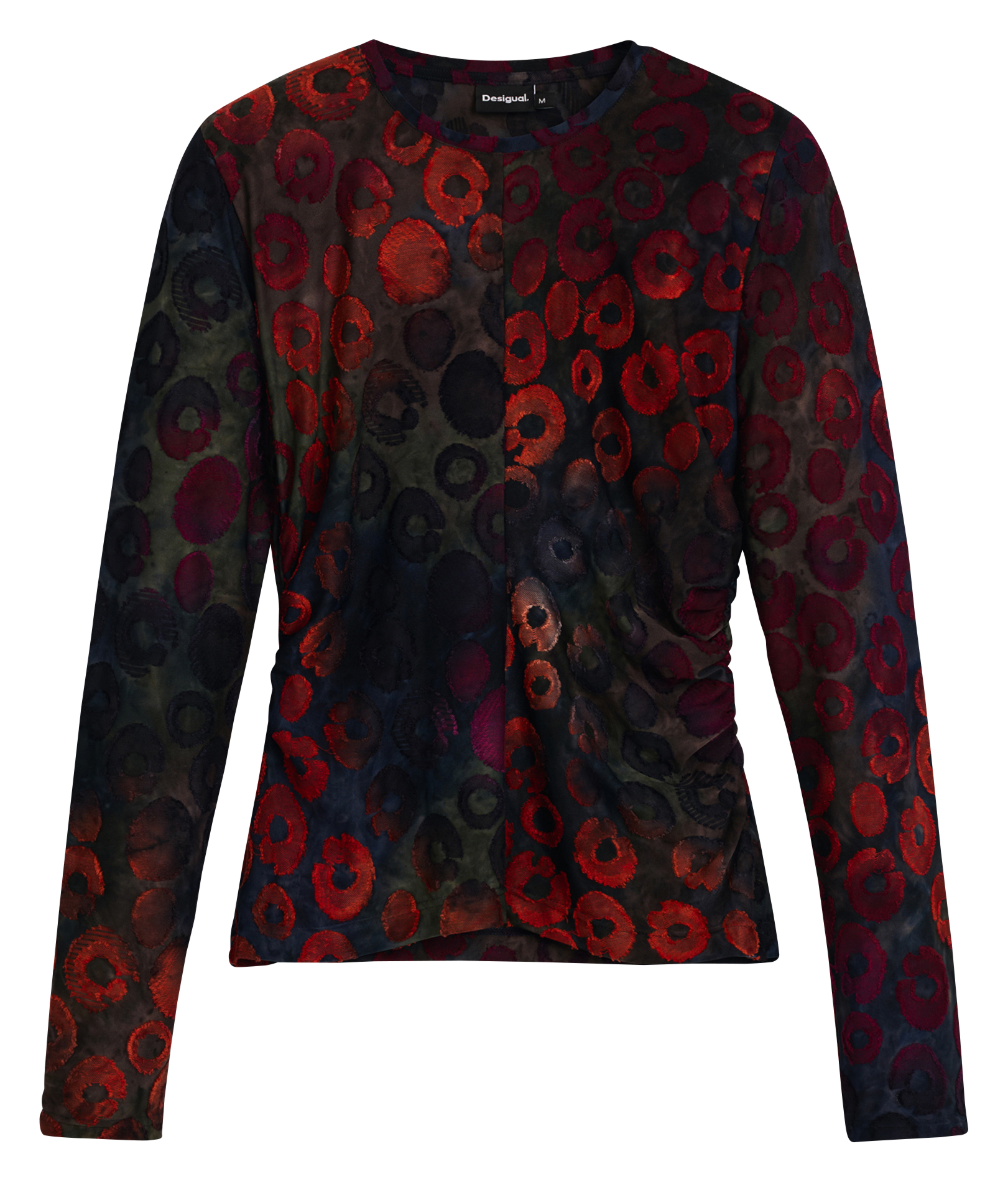 Top ajusté col rond imprimé DESIGUAL Rouge