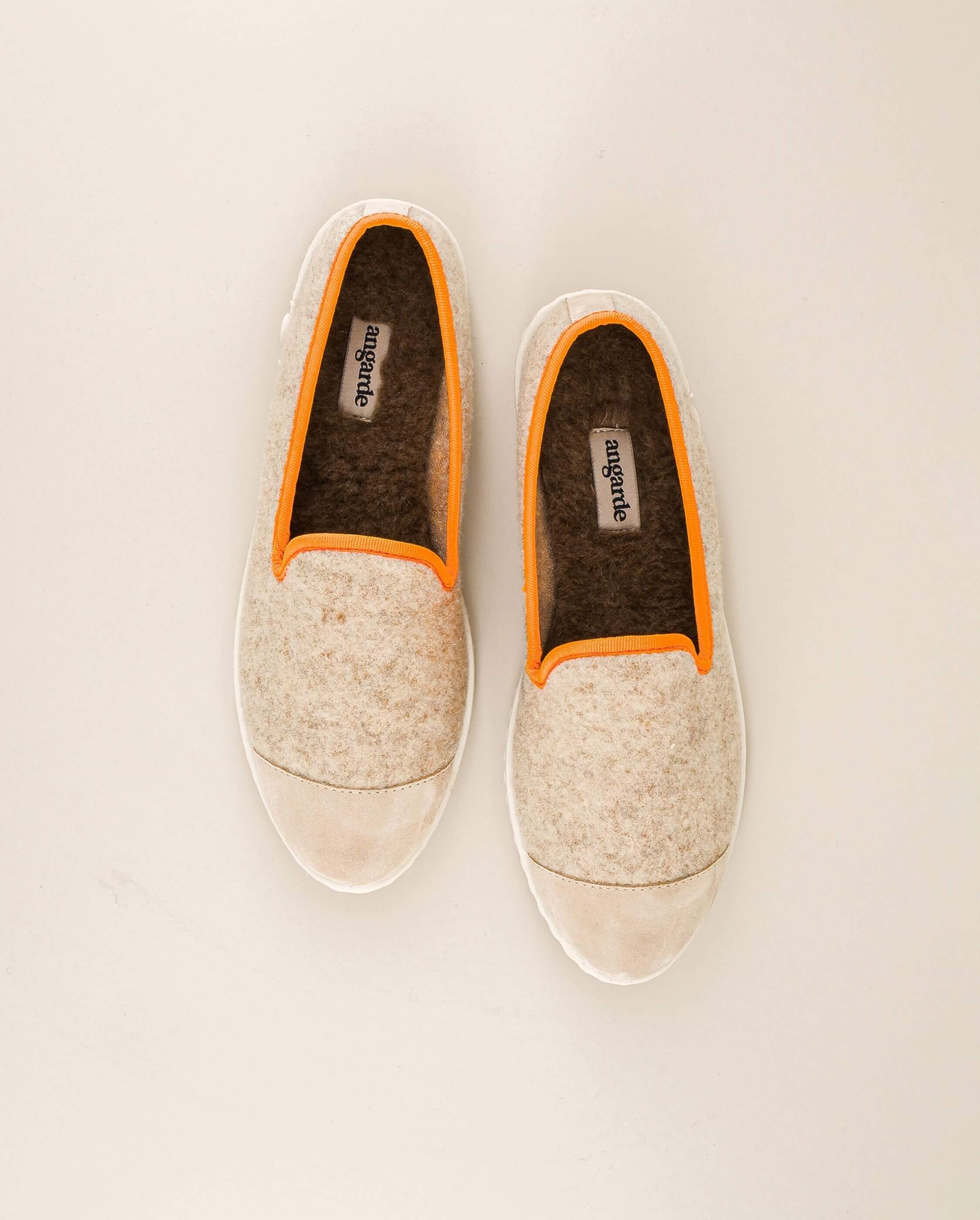 Women's wool slipper, beige fluorescent orange ANGARDE Beige