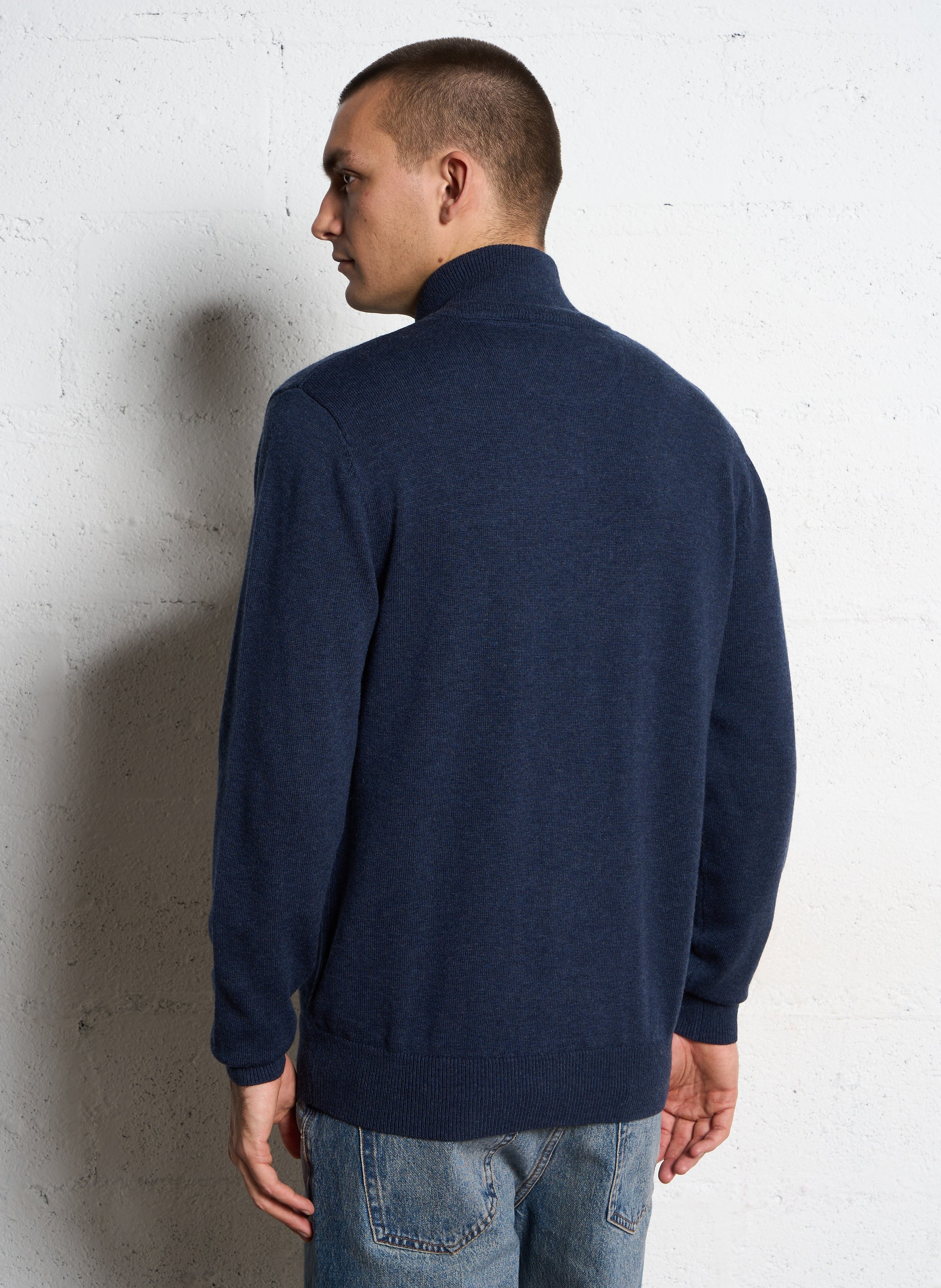 Pull col camionneur en laine mélangée EDEN PARK Bleu