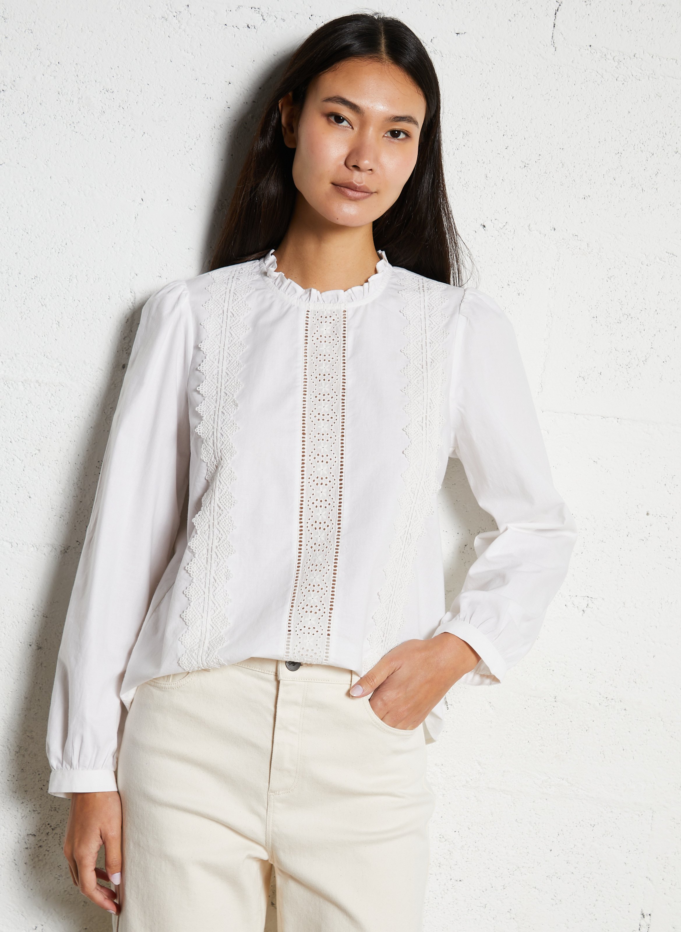 Straight lace blouse ONE STEP White