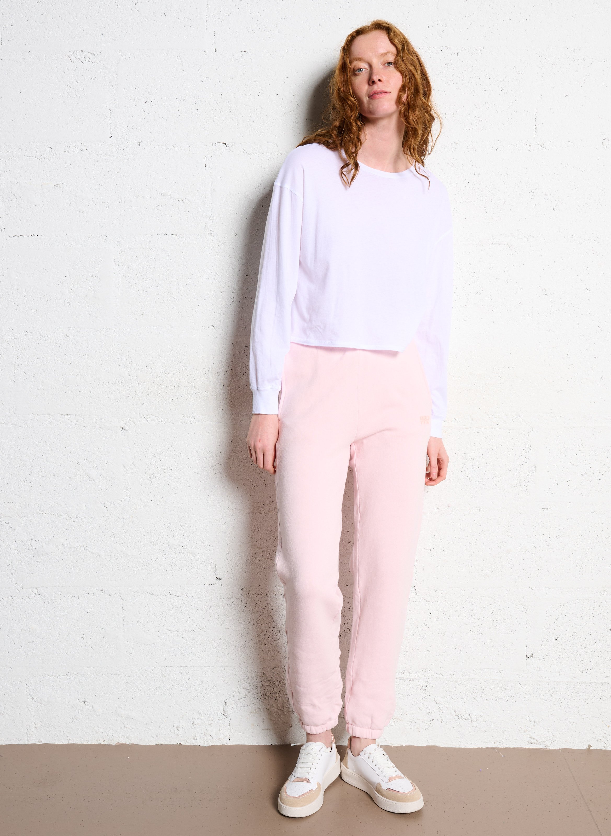 High-waisted cotton-blend joggers AMERICAN VINTAGE Pink