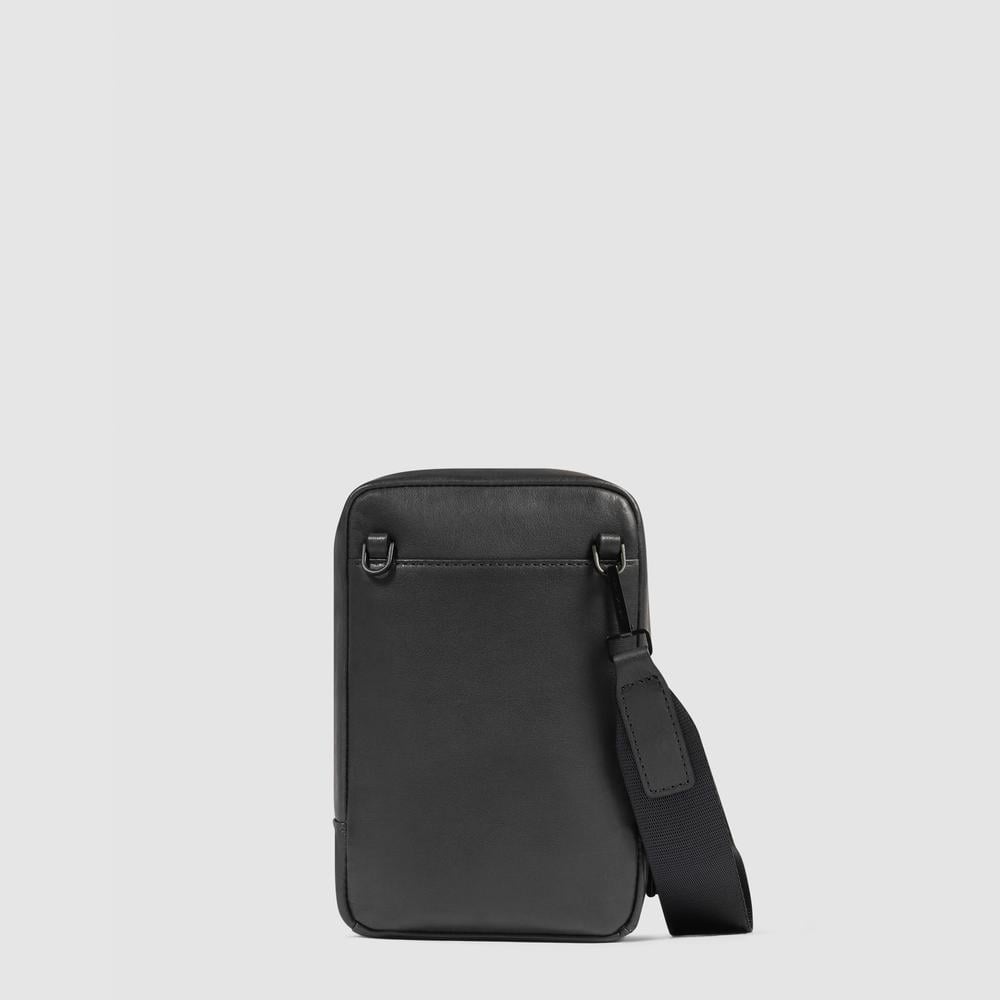 Leather phone crossbody pouch with credit card holder and RFID protection PIQUADRO Black
