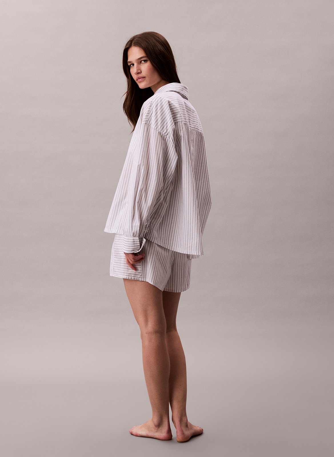 Oversized cotton shirt with classic collar CALVIN KLEIN UNDERWEAR White