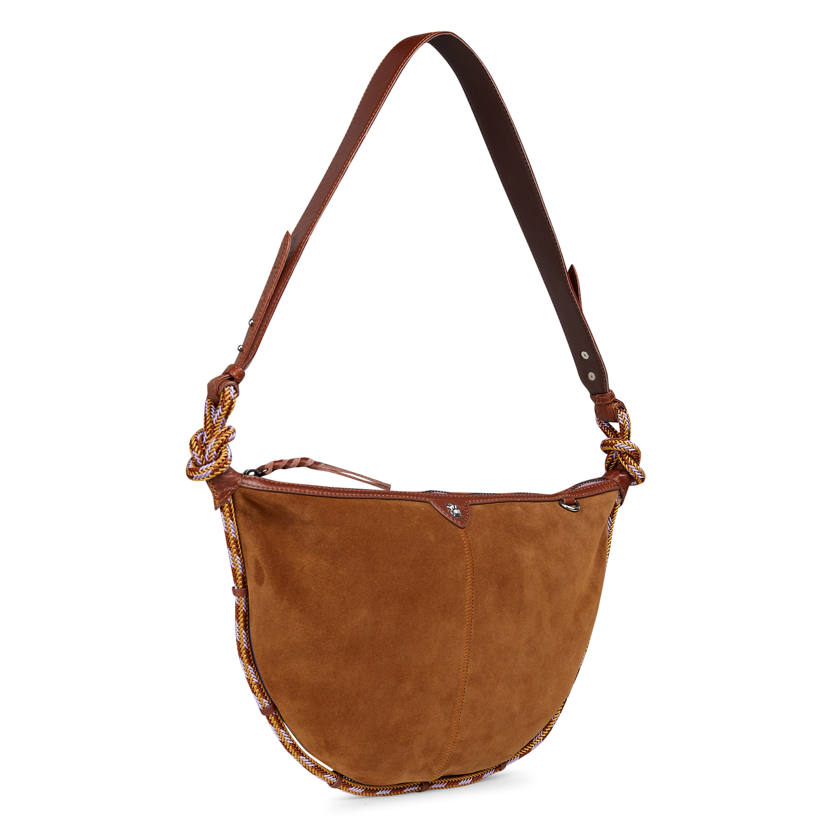 Geschnürte Beuteltasche aus strukturiertem Leder CLARIS VIROT Braun