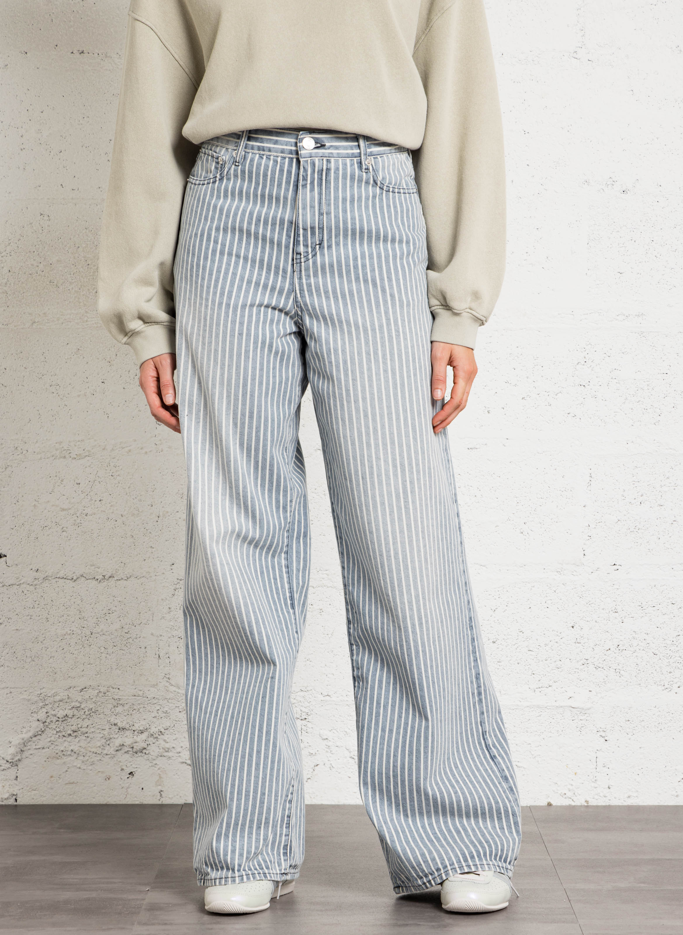 Jean Large Rayures Parthe Bleu Bellerose Femme Place Des Tendances