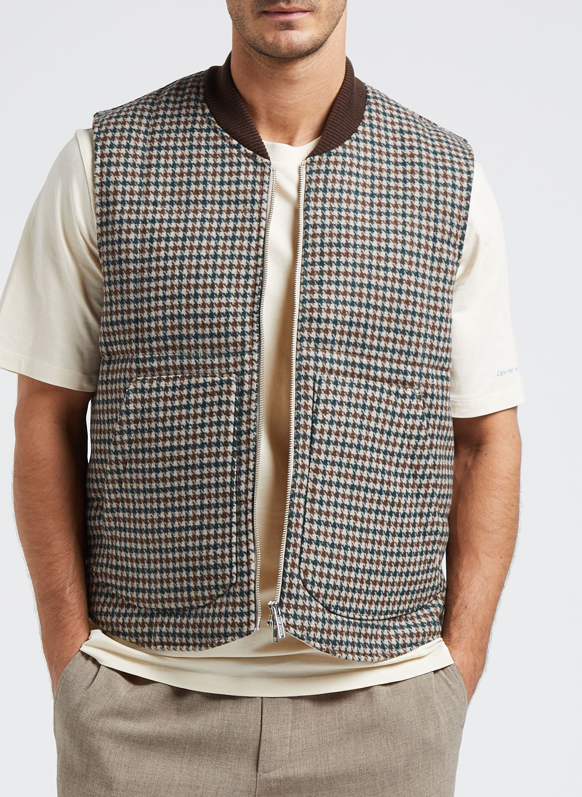 Jasje van wolmix met ronde hals en pied-de-poulemotief LES DEUX Veelkleurig