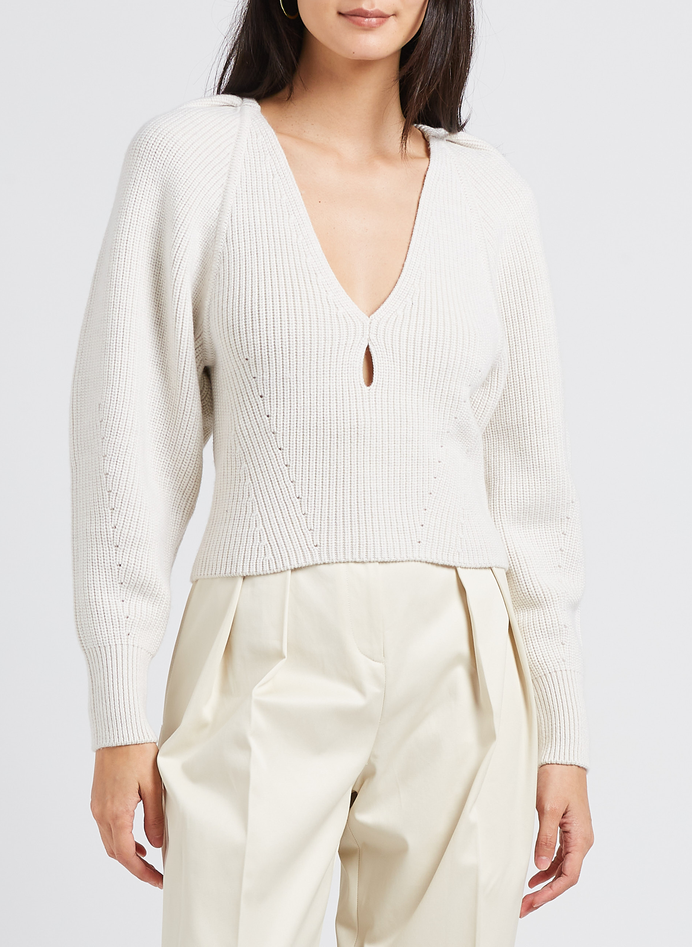 V-neck low-cut wool sweater IRO Beige