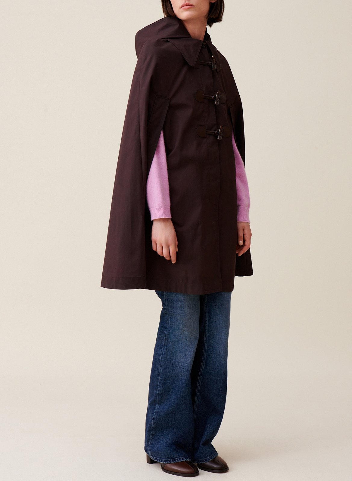 Cotton cape with removable hood CLAUDIE PIERLOT Brown