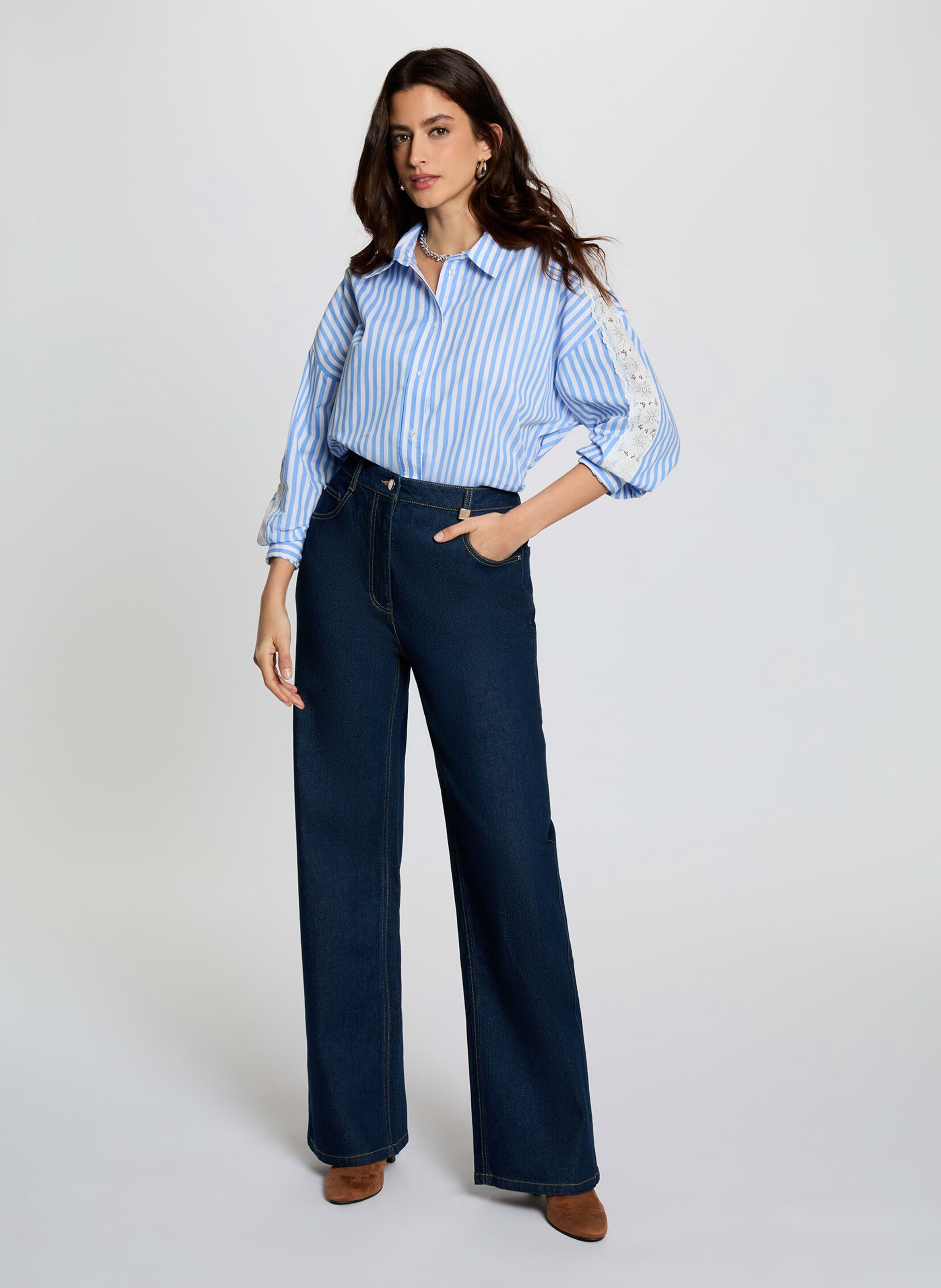 Chemise oversize col classique en coton MORGAN Multicolore