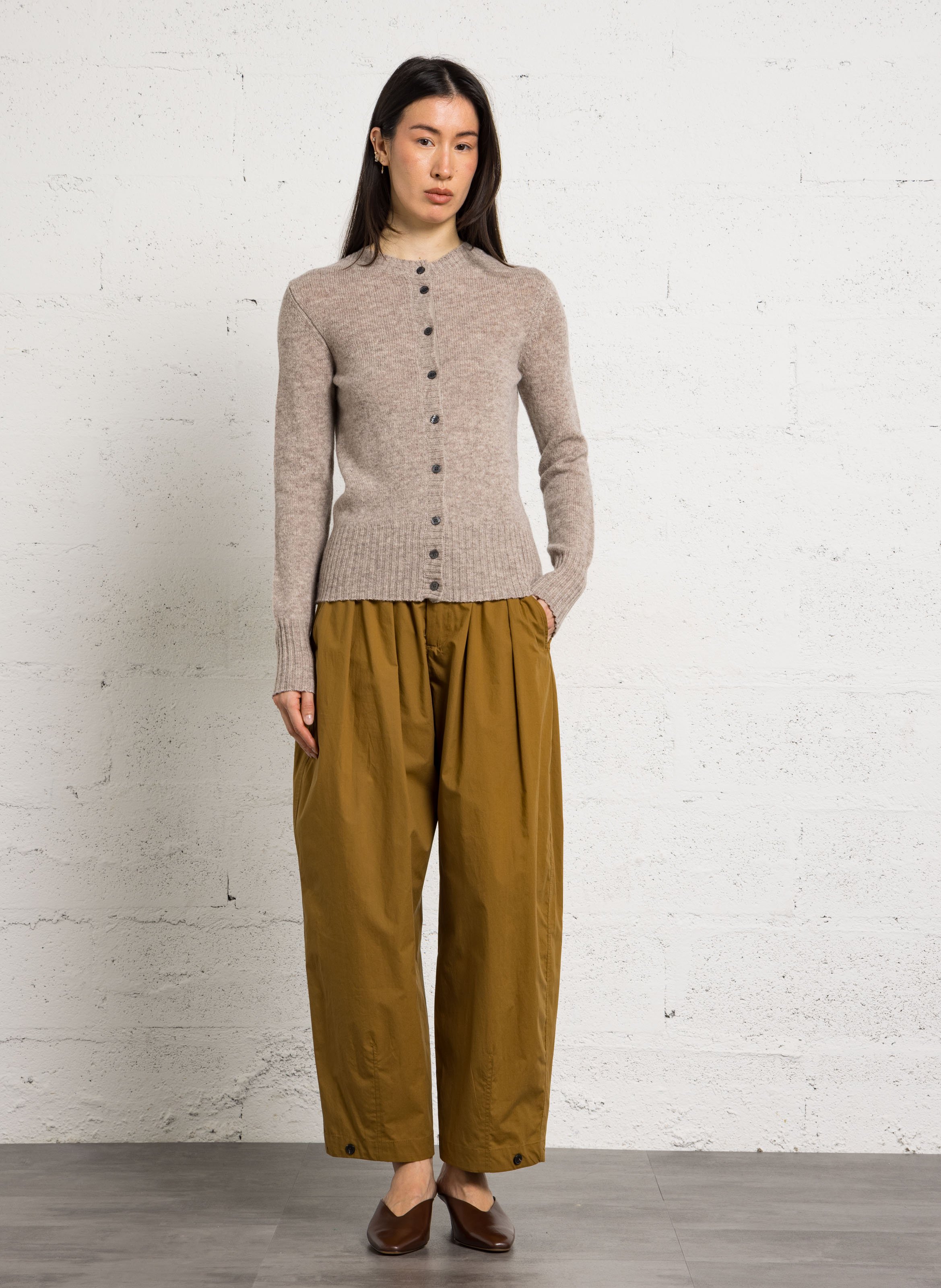 Breite High-Waist-Hose aus recycelter Baumwolle SOEUR Braun