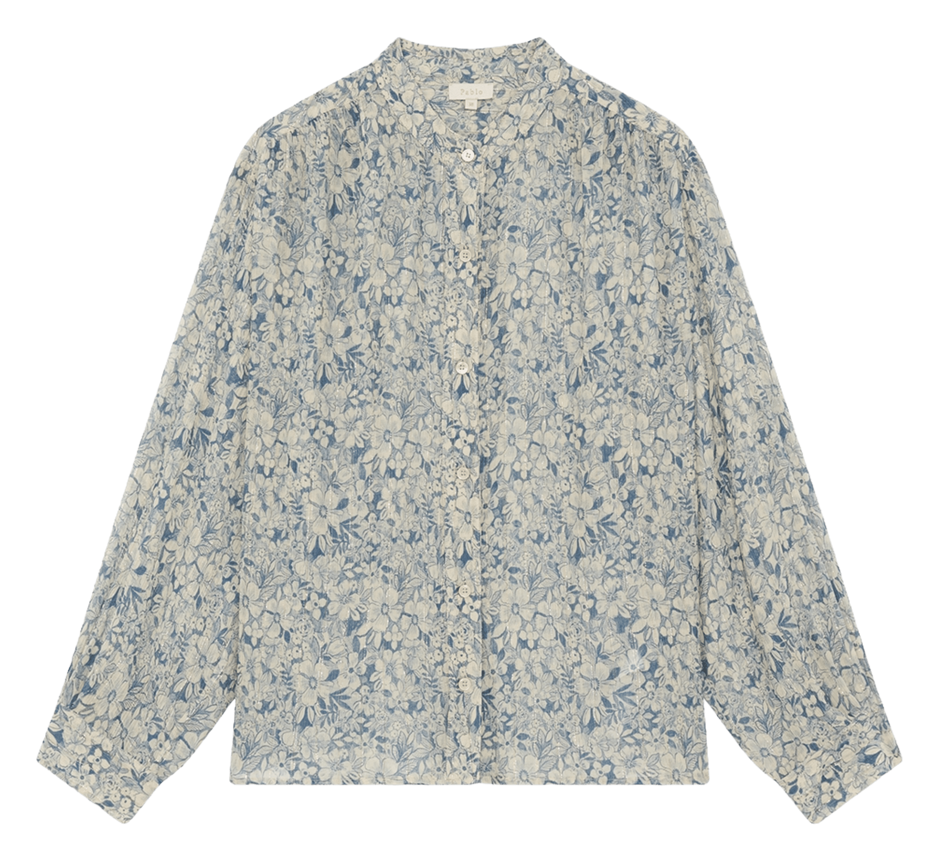 Straight printed round-neck shirt PABLO Blue