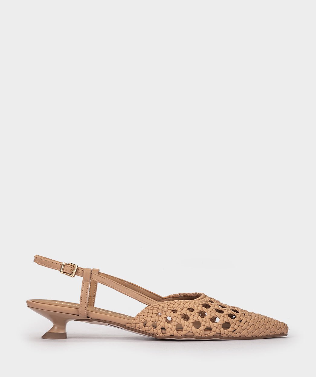Brown woven pointed-toe shoes with open heel. PEDRO MIRALLES Brown