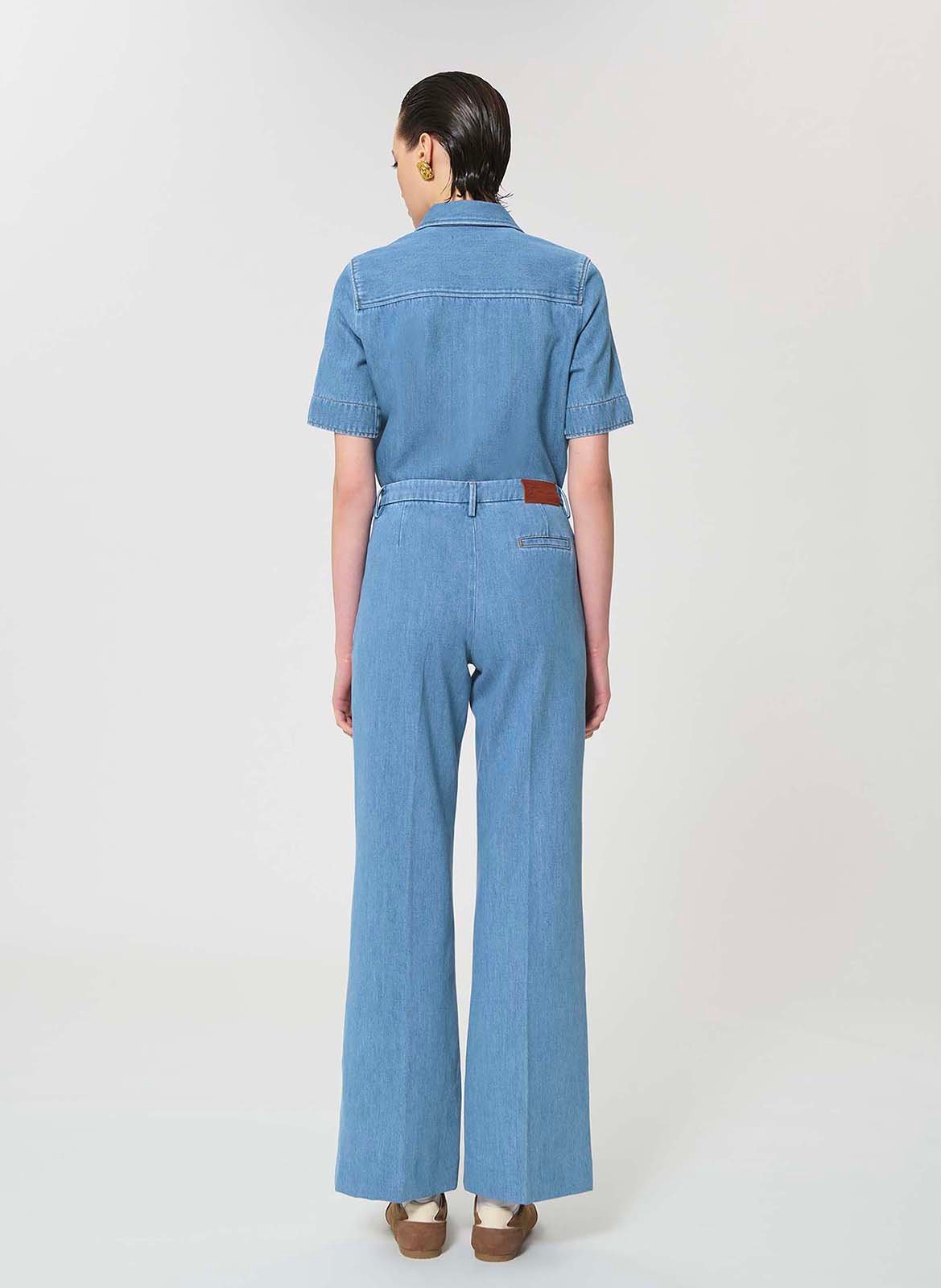 Csally - Gerade geschnittene Baumwollhose TARA JARMON Blau