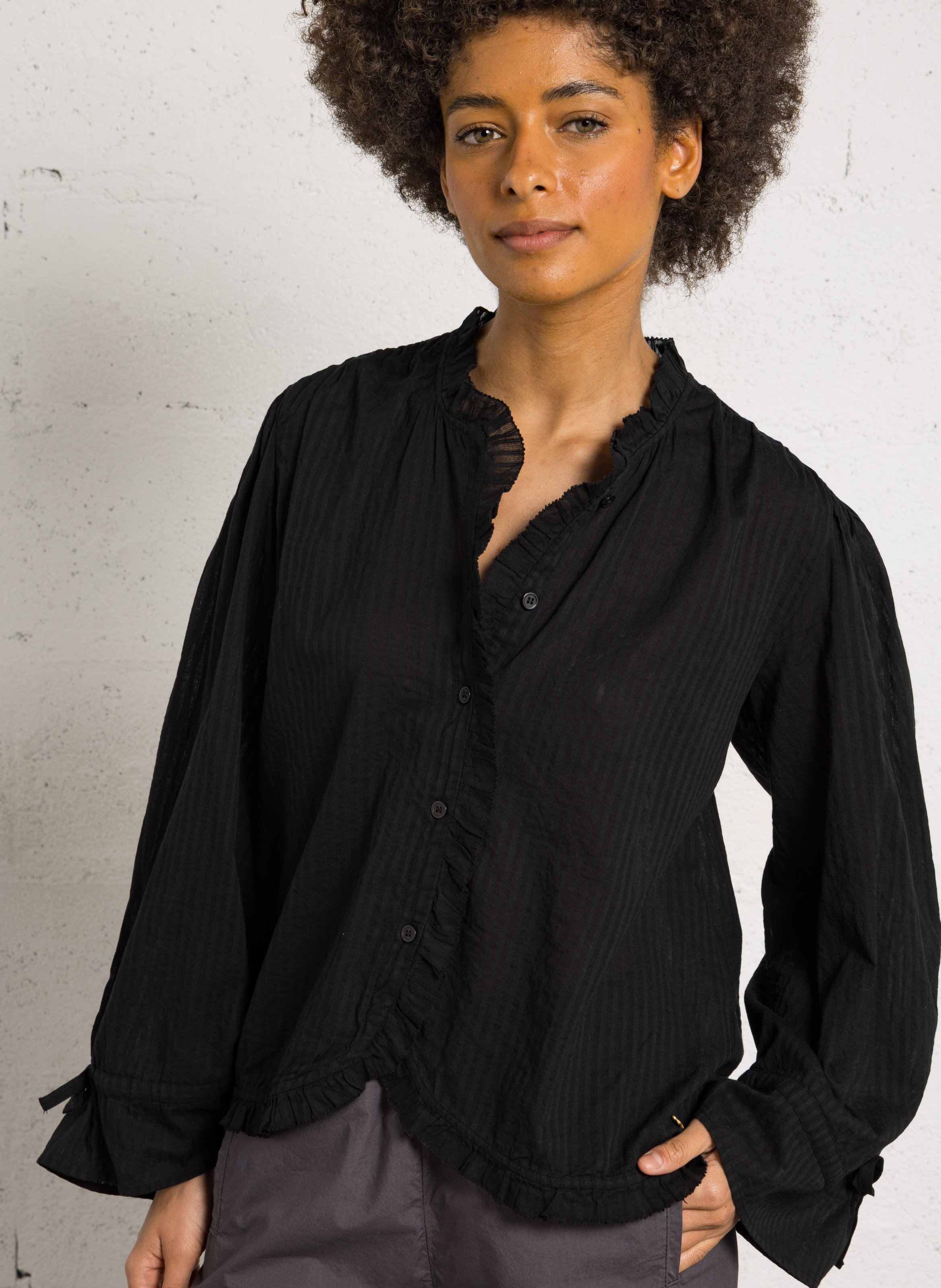 Chemise ample en coton DES PETITS HAUTS Noir