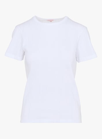 Tee-shirt col V en coton flammé visuel silhouette femme Tee-shirt col V en coton flammé visuel silhouette femme
