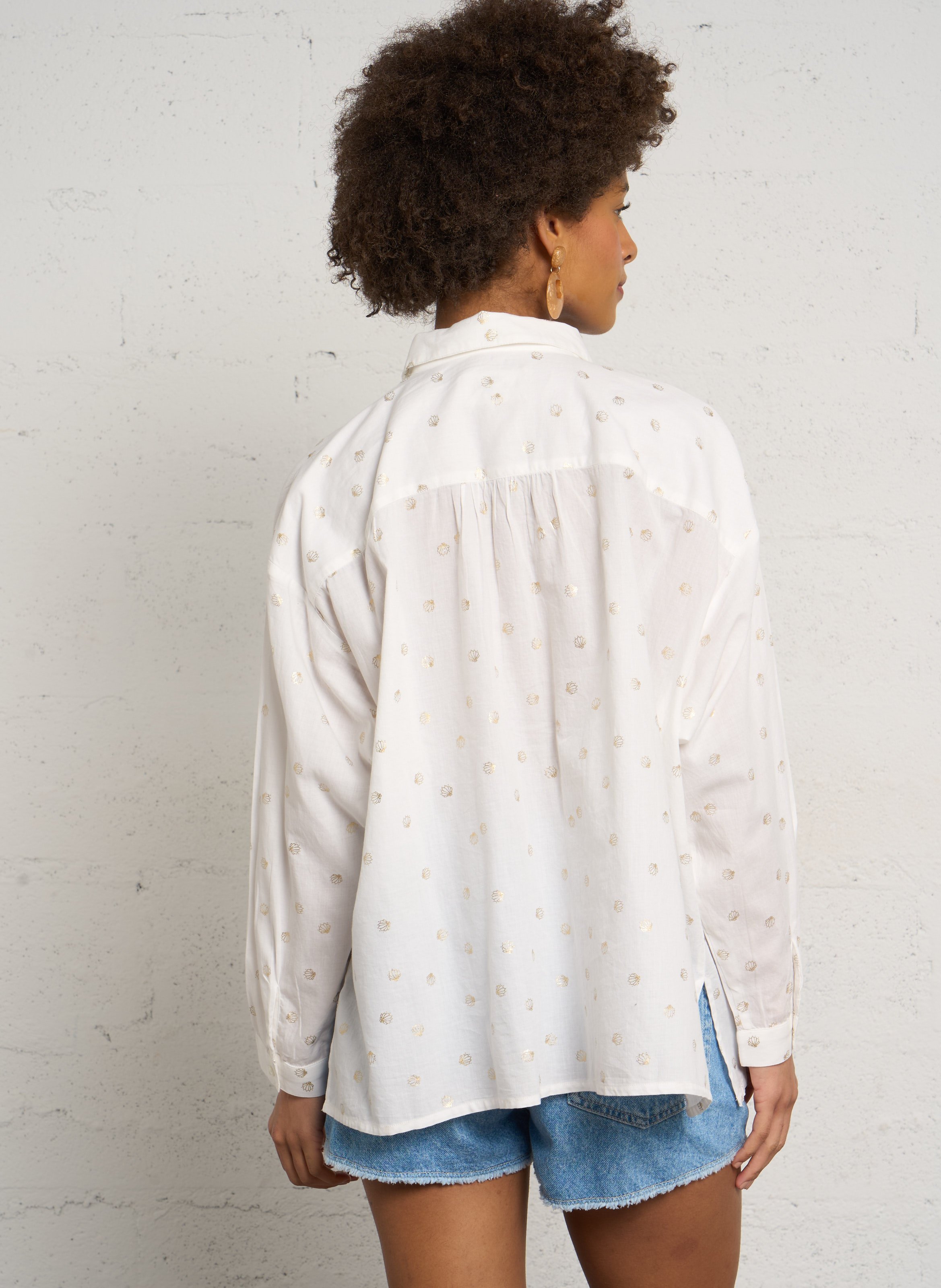 Loose-fit printed cotton shirt DES PETITS HAUTS White