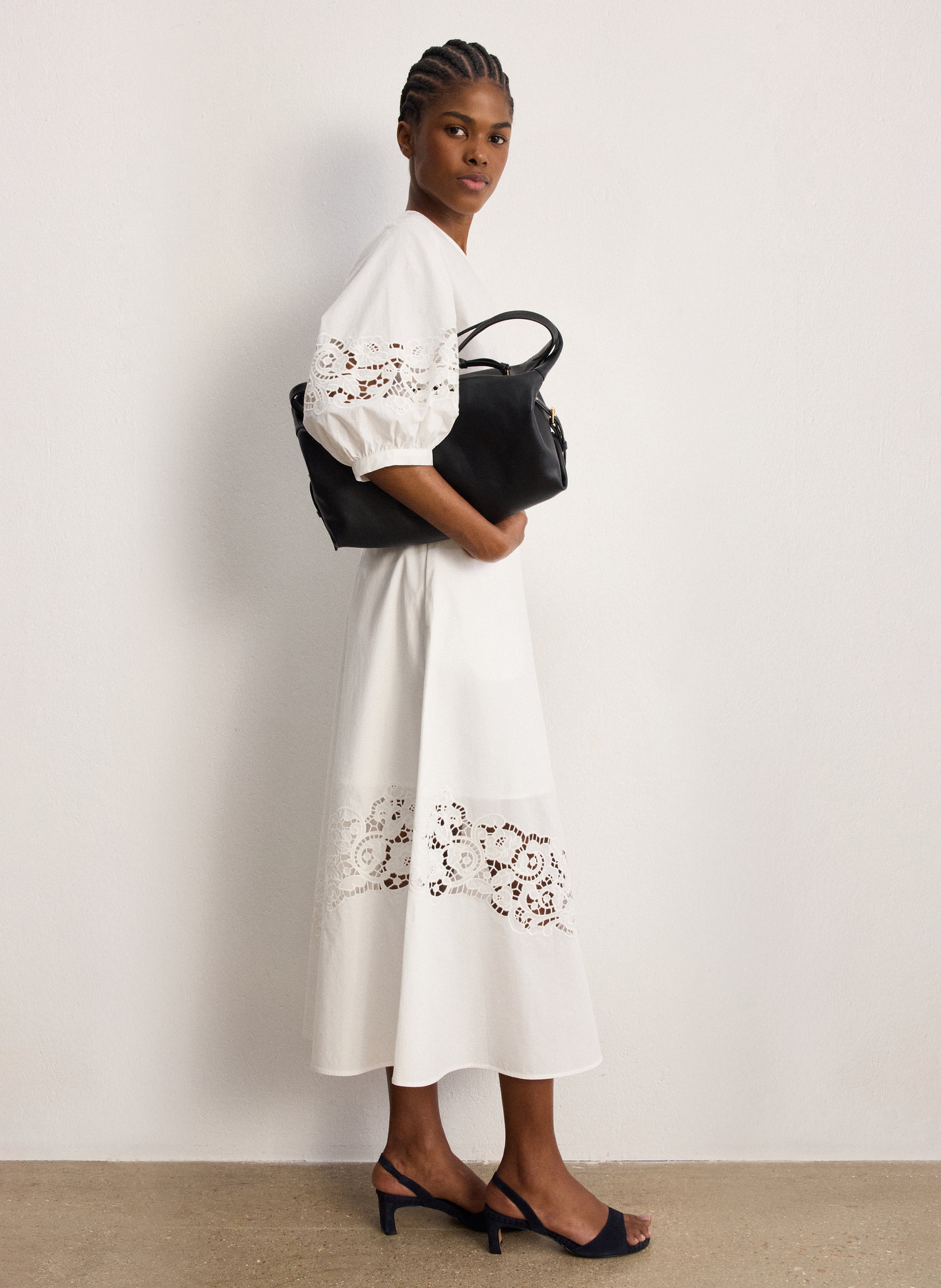 Jupe longue en coton brodé PABLO Weiss