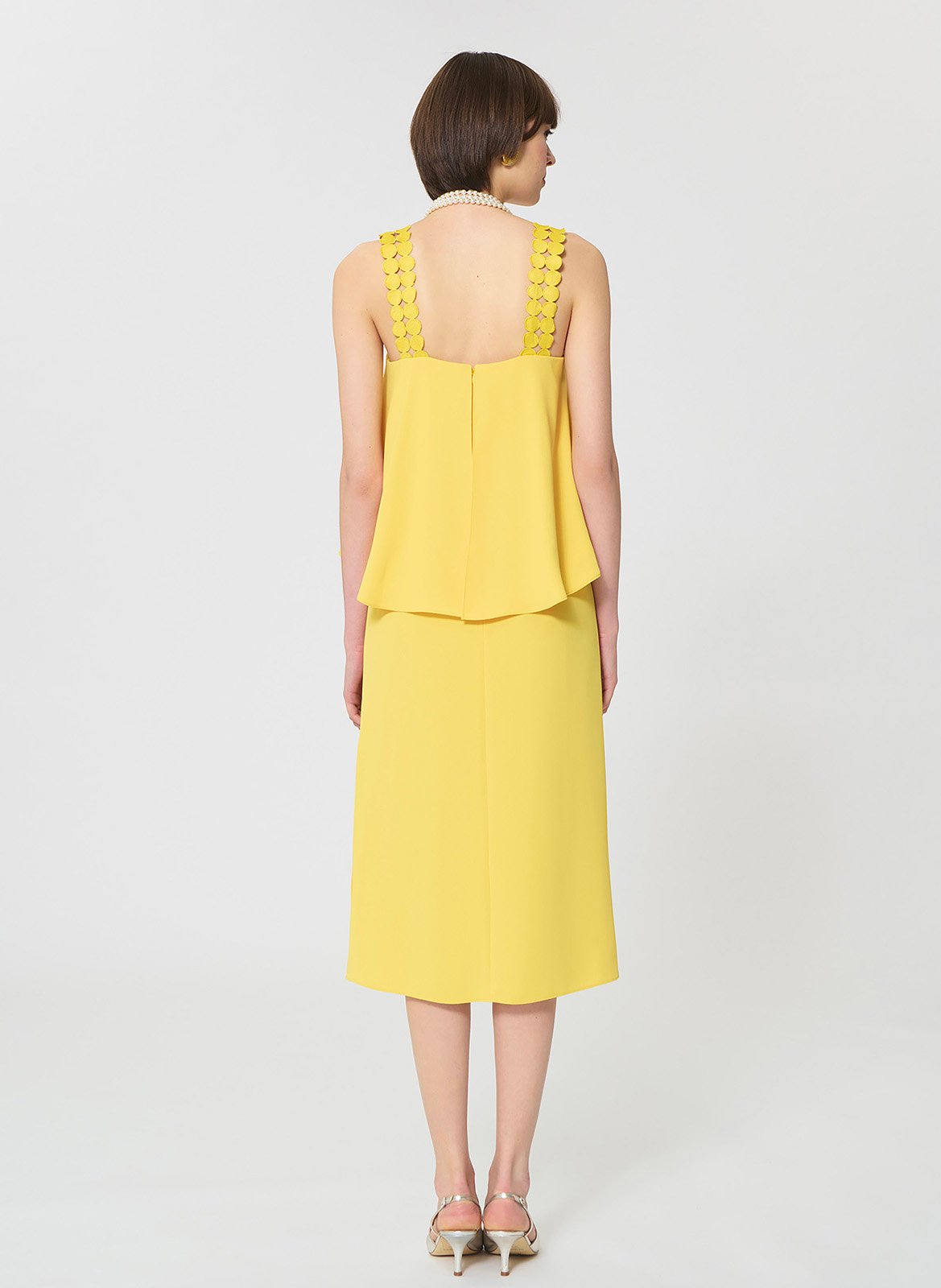 Cotton midi dress with square collar TARA JARMON Yellow