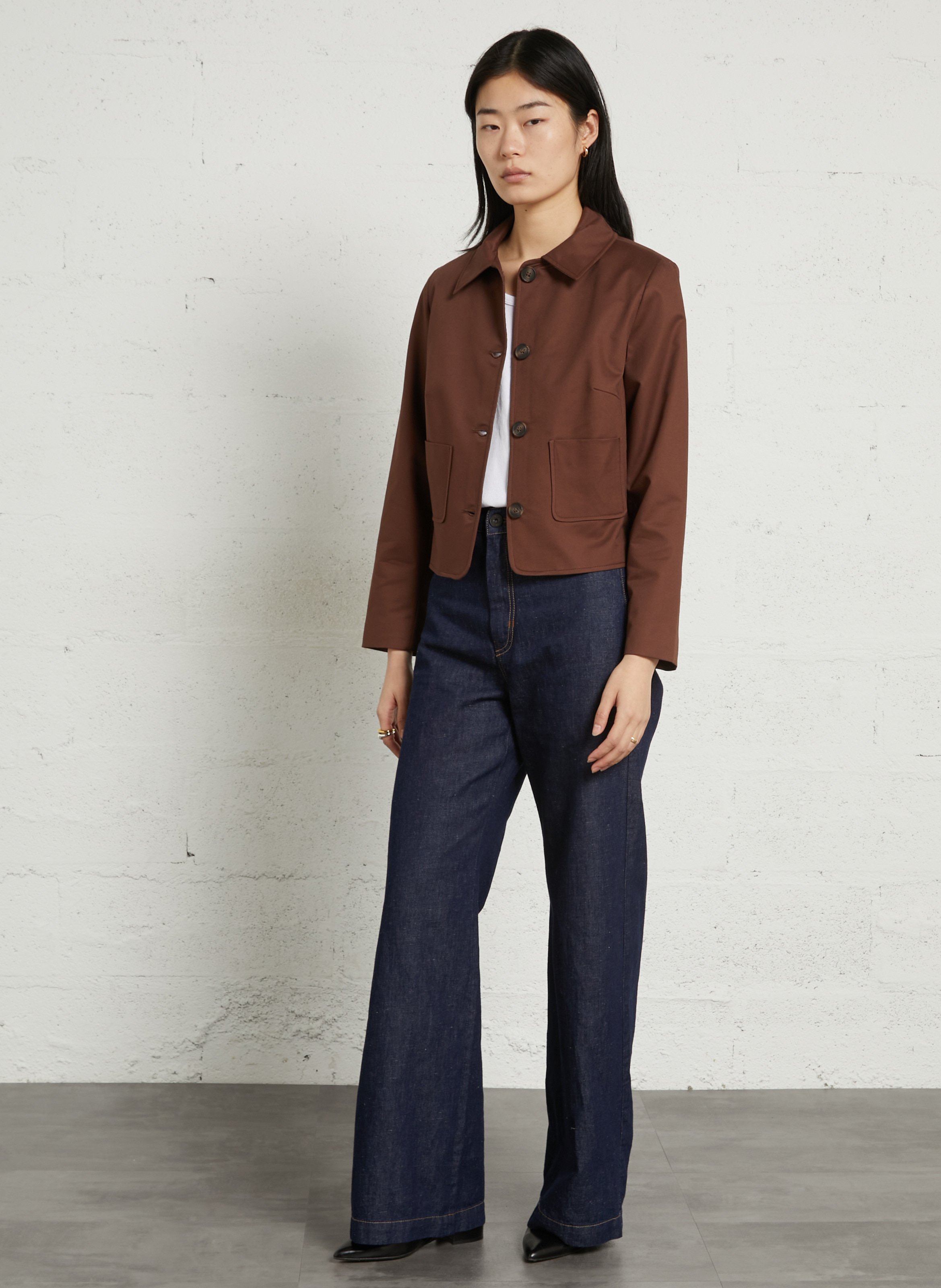 Cotton-blend coat with classic collar SUD EXPRESS Brown