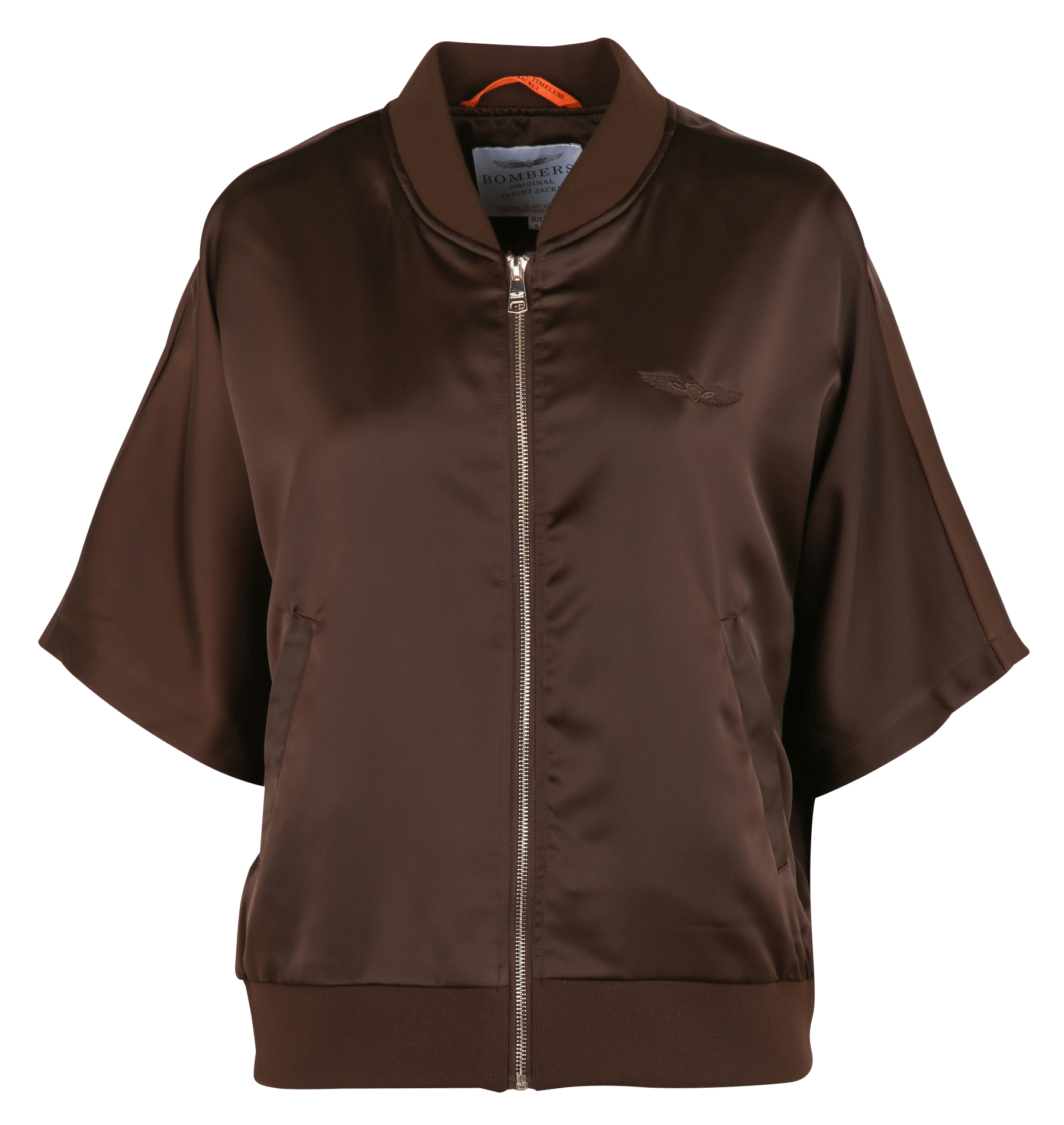 Kurzärmelige Uni-Zipper-Jacke BOMBERS ORIGINAL Braun