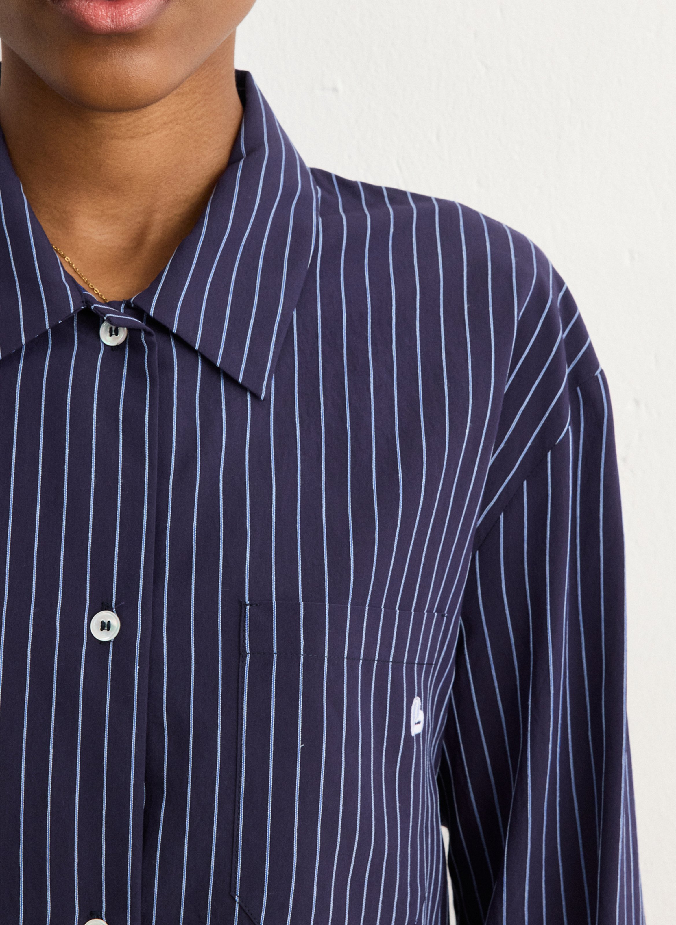Straight striped shirt with classic collar PABLO Blue