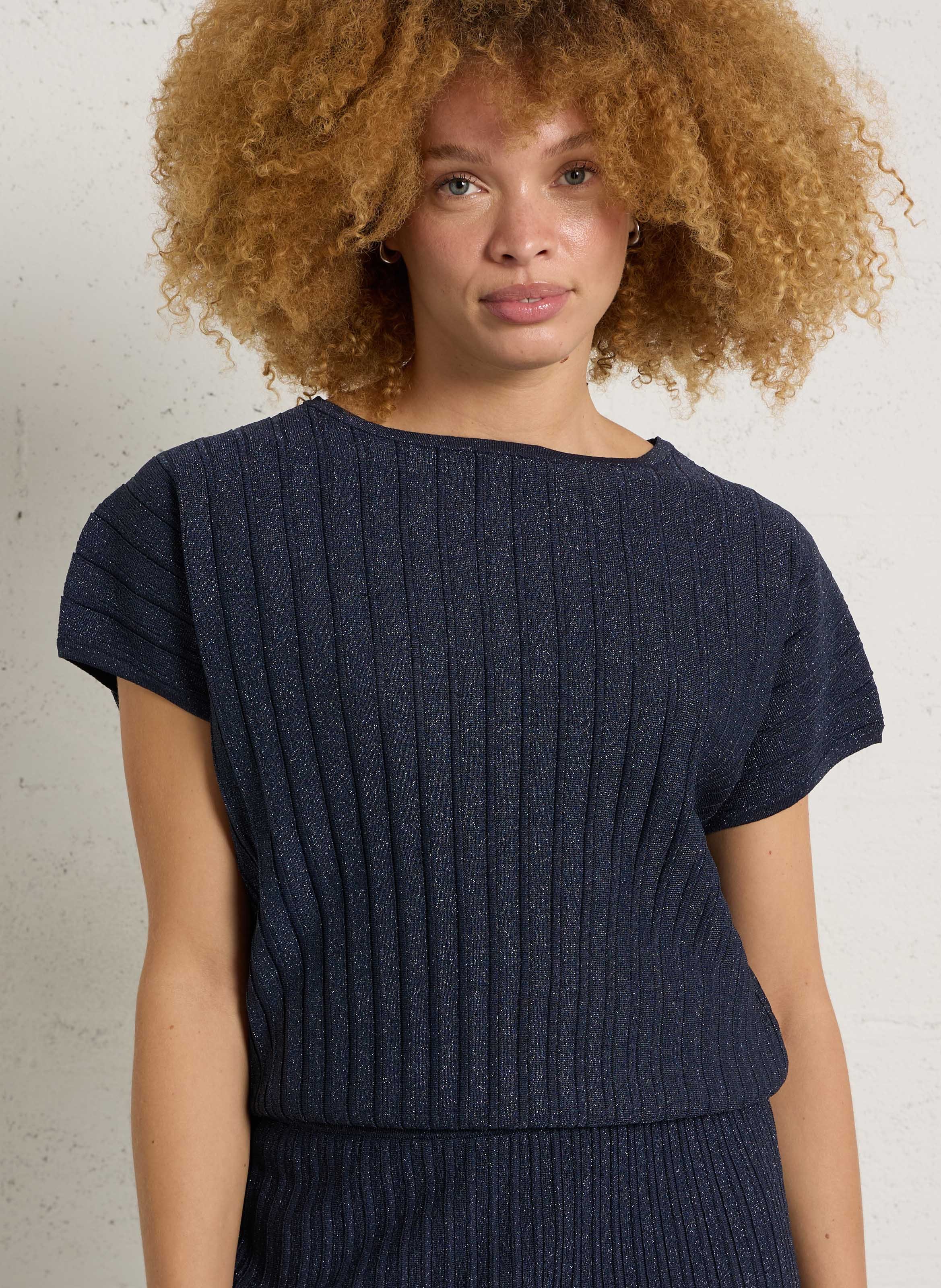 Oversized round neck top in sequin knit MAISON 123