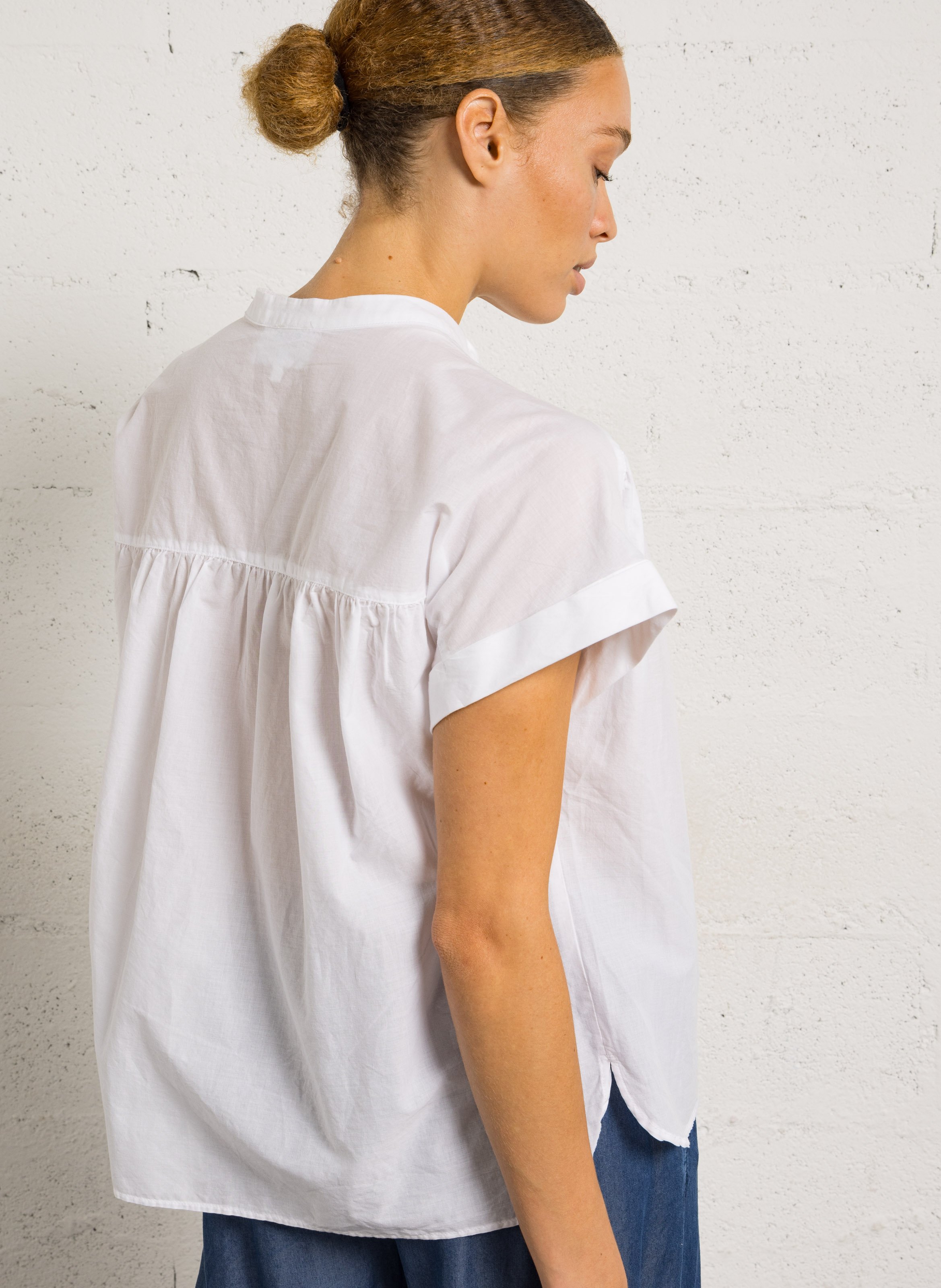 Weit geschnittenes Baumwoll-Top SUD EXPRESS Weiss