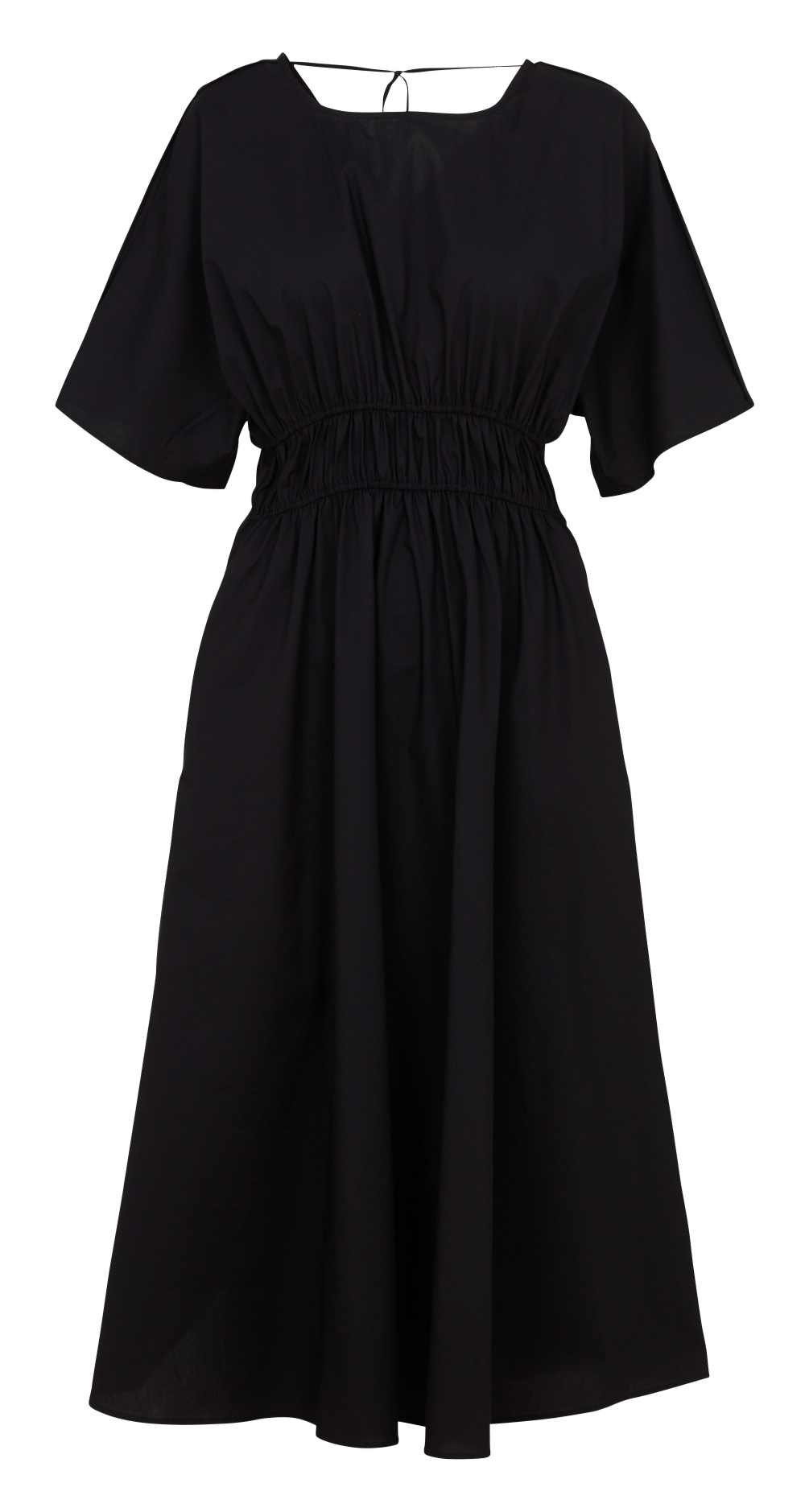 Langes Kleid aus Baumwoll-Mix mit Rundhalsausschnitt NORR Schwarz