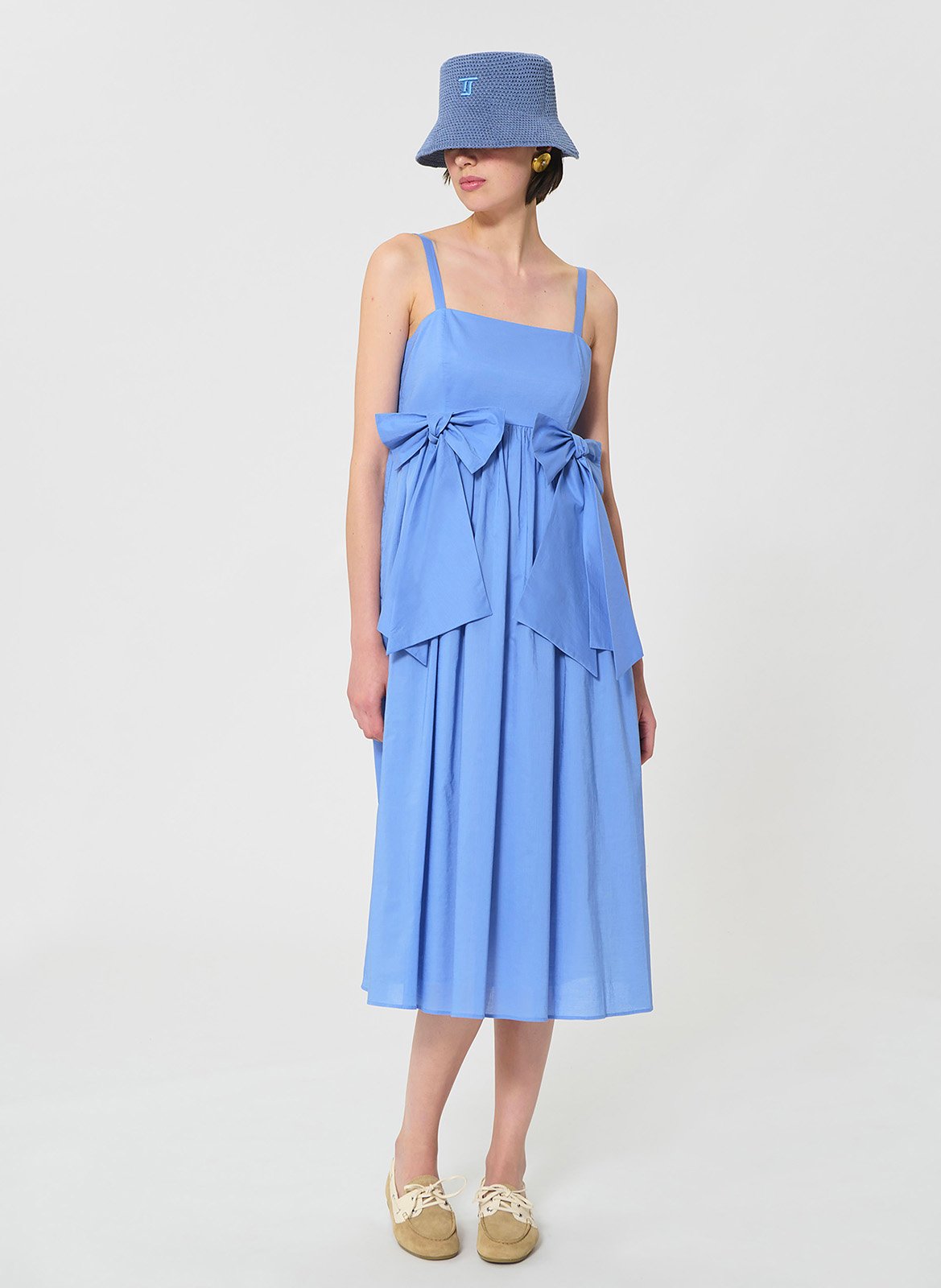 Robe midi à bretelles unie TARA JARMON Bleu