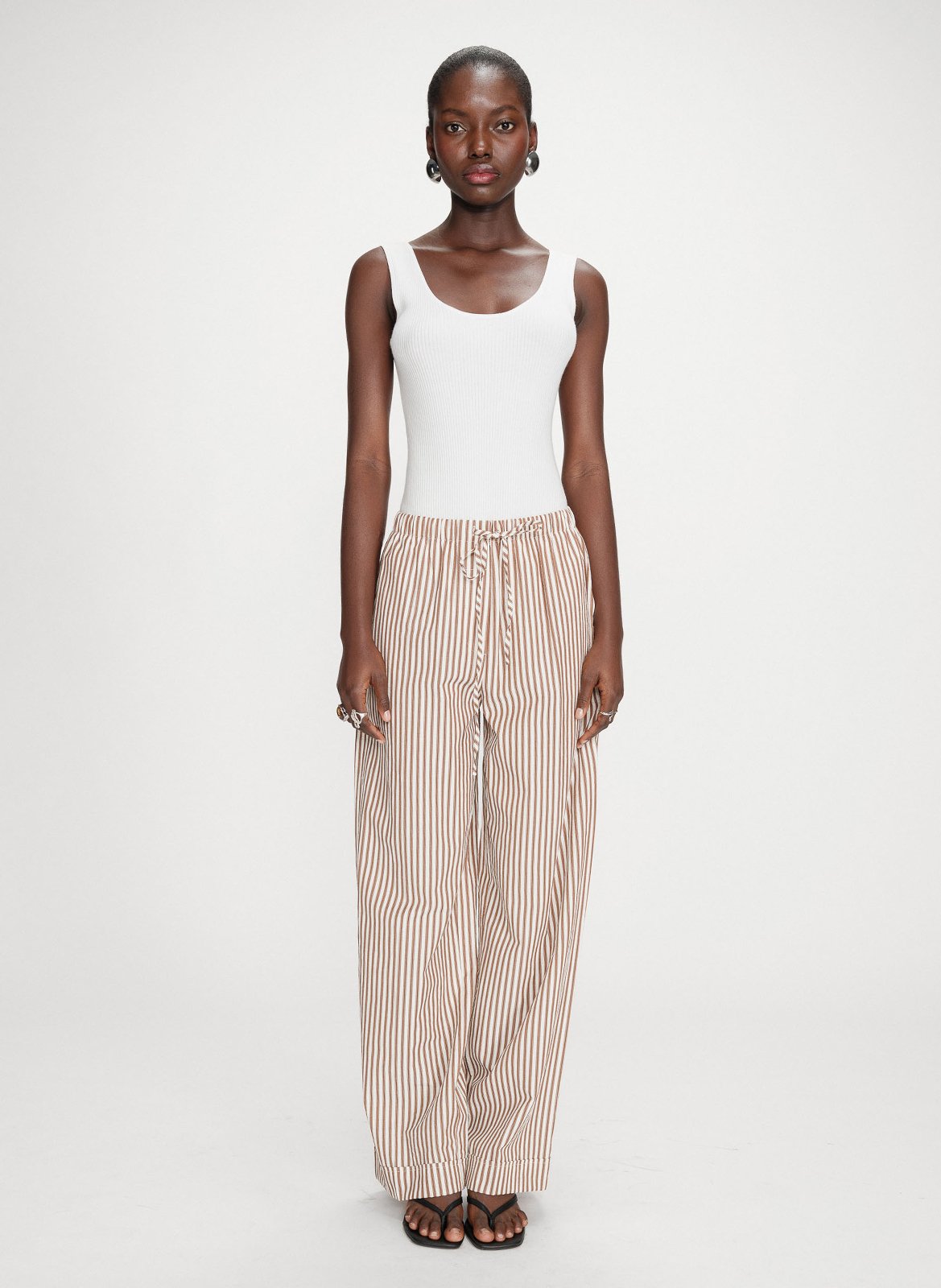 Wide leg cotton blend trousers GRACE ET MILA Brown