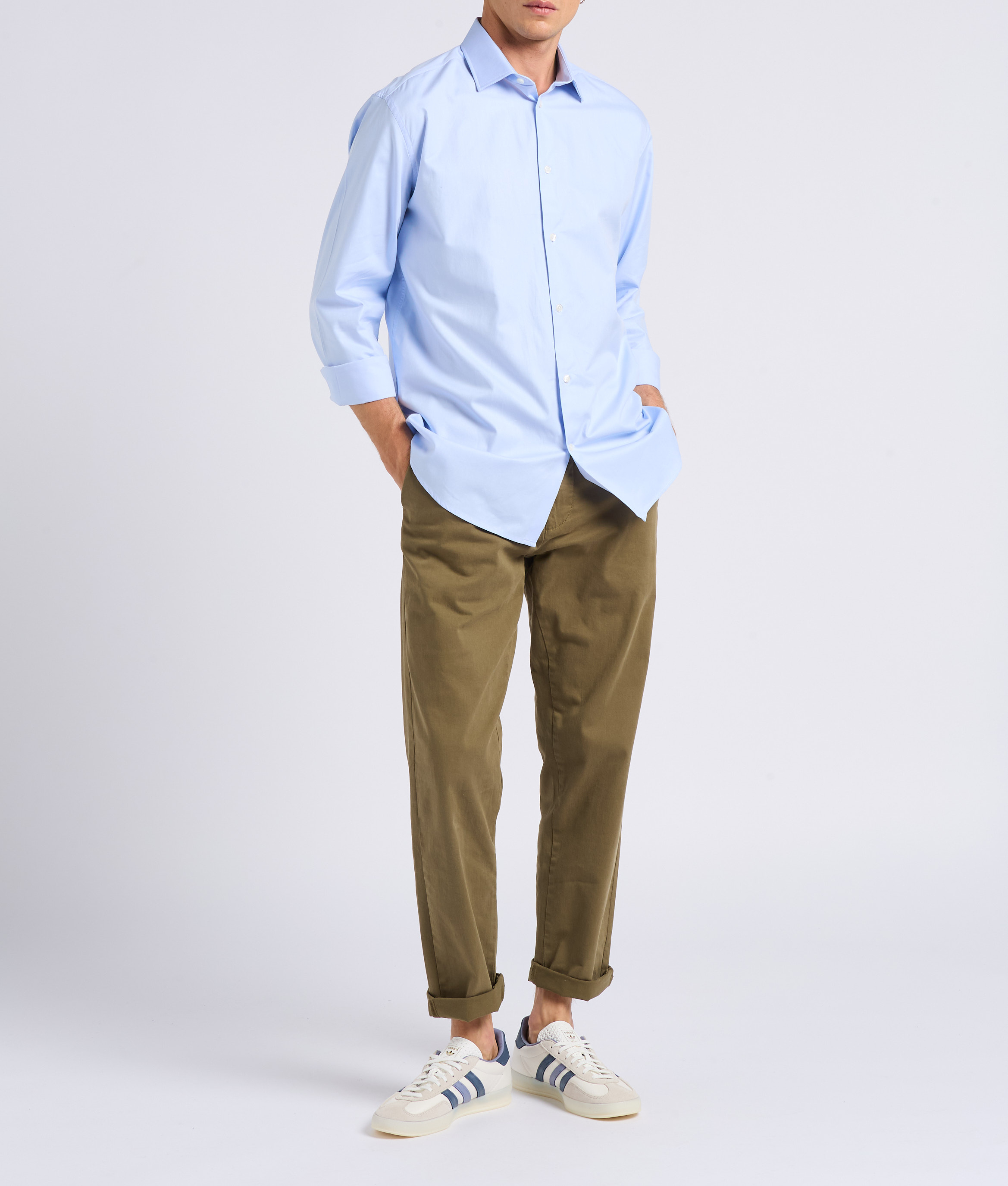 Gerade geschnittenes Baumwollhemd mit klassischem Kragen AU PRINTEMPS PARIS Blau