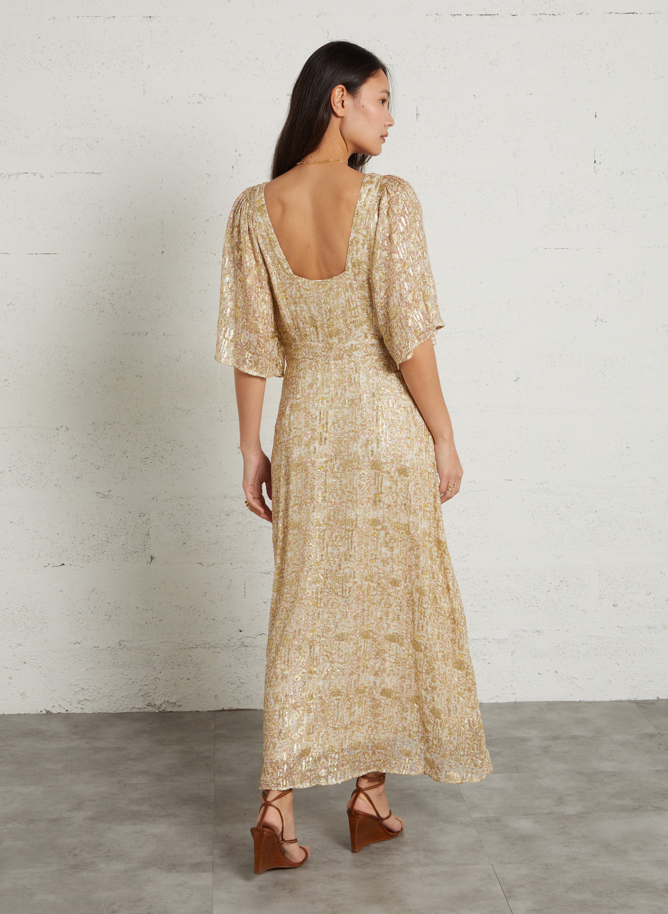 Robe longue imprimée col v MAISON 123 Doré