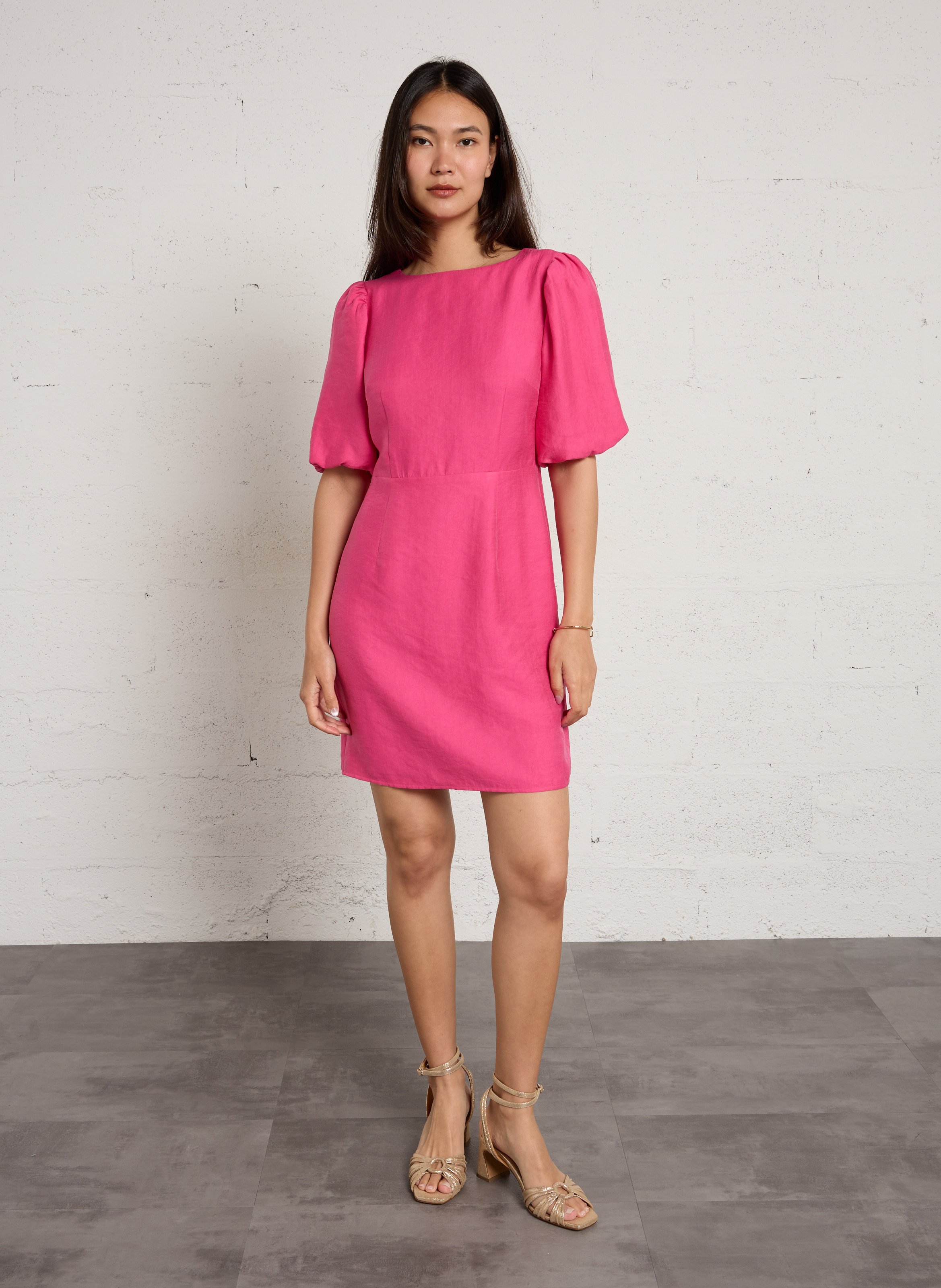 Robe courte ample col V MAISON 123 Rose
