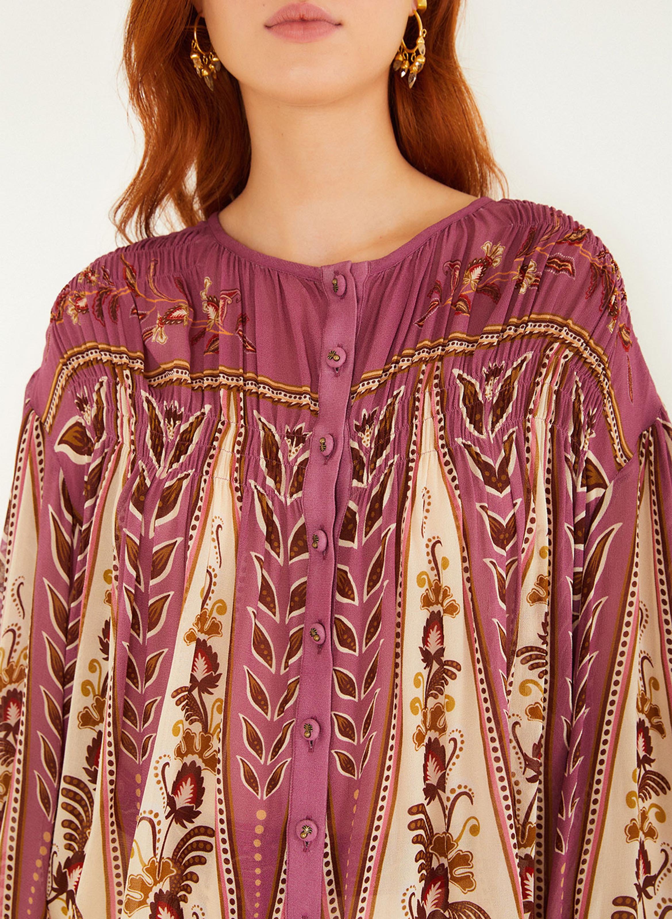 Blouse imprimée col rond | Beige FARM RIO Femme