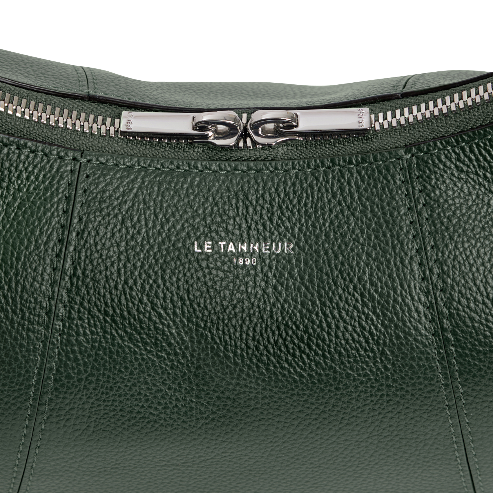Small zippered hobo bag in grained leather | Green LE TANNEUR Women