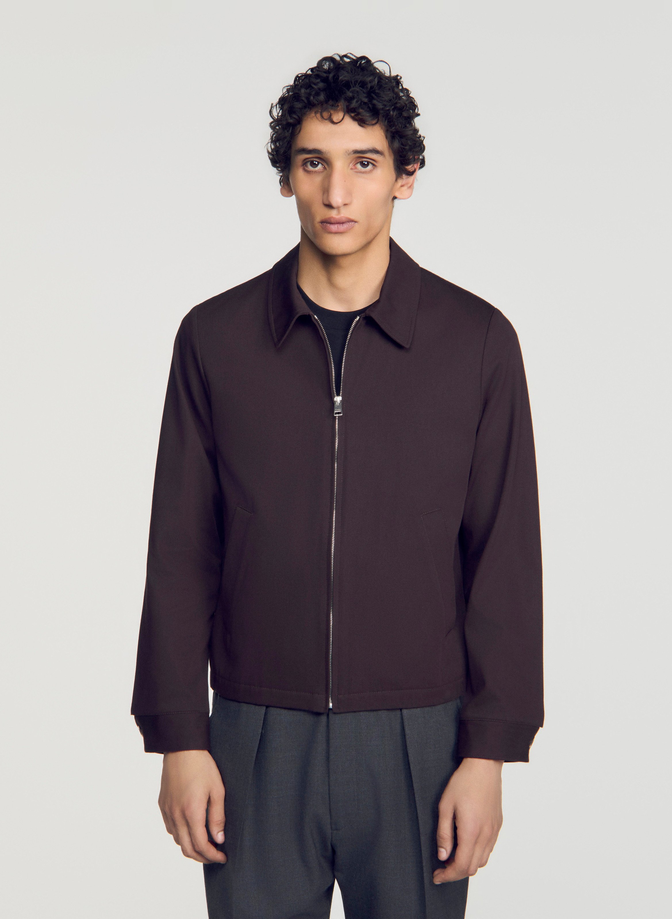Regular-fit, katoenen jack SANDRO Bruin
