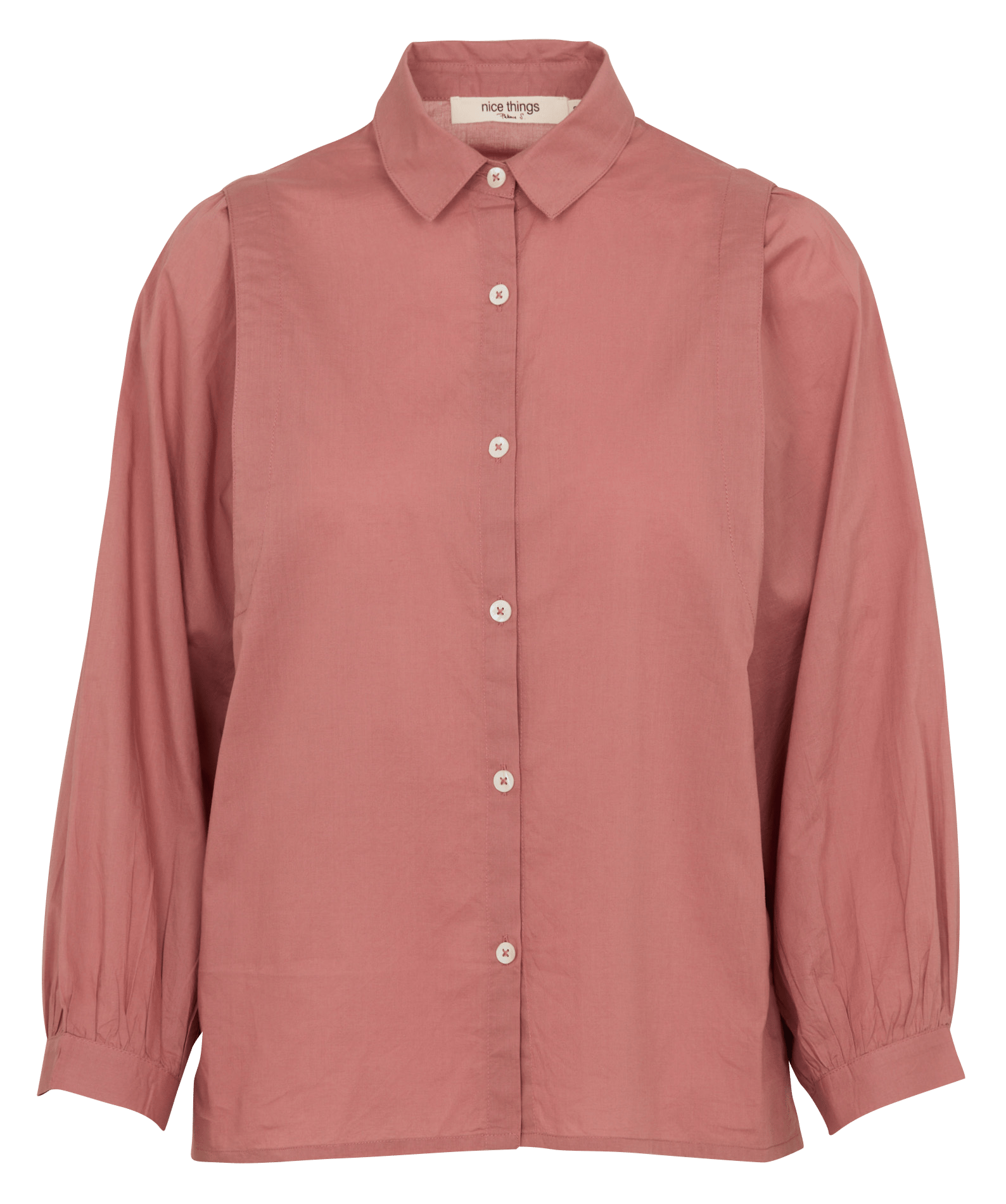 Cotton shirt with classic collar NICE THINGS Pink
