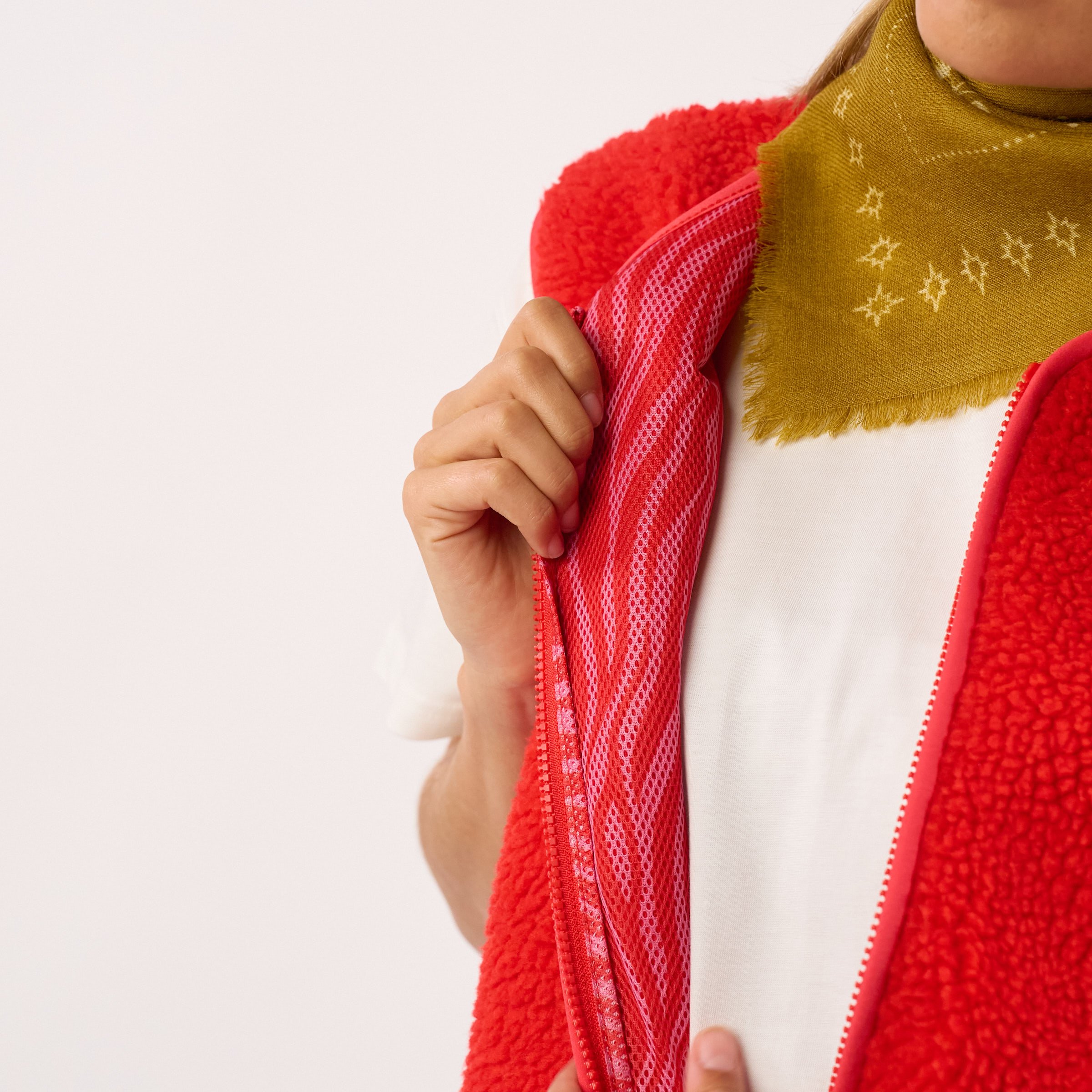 Sleeveless Sherpa Zip-Up Vest BILLYBELT Red