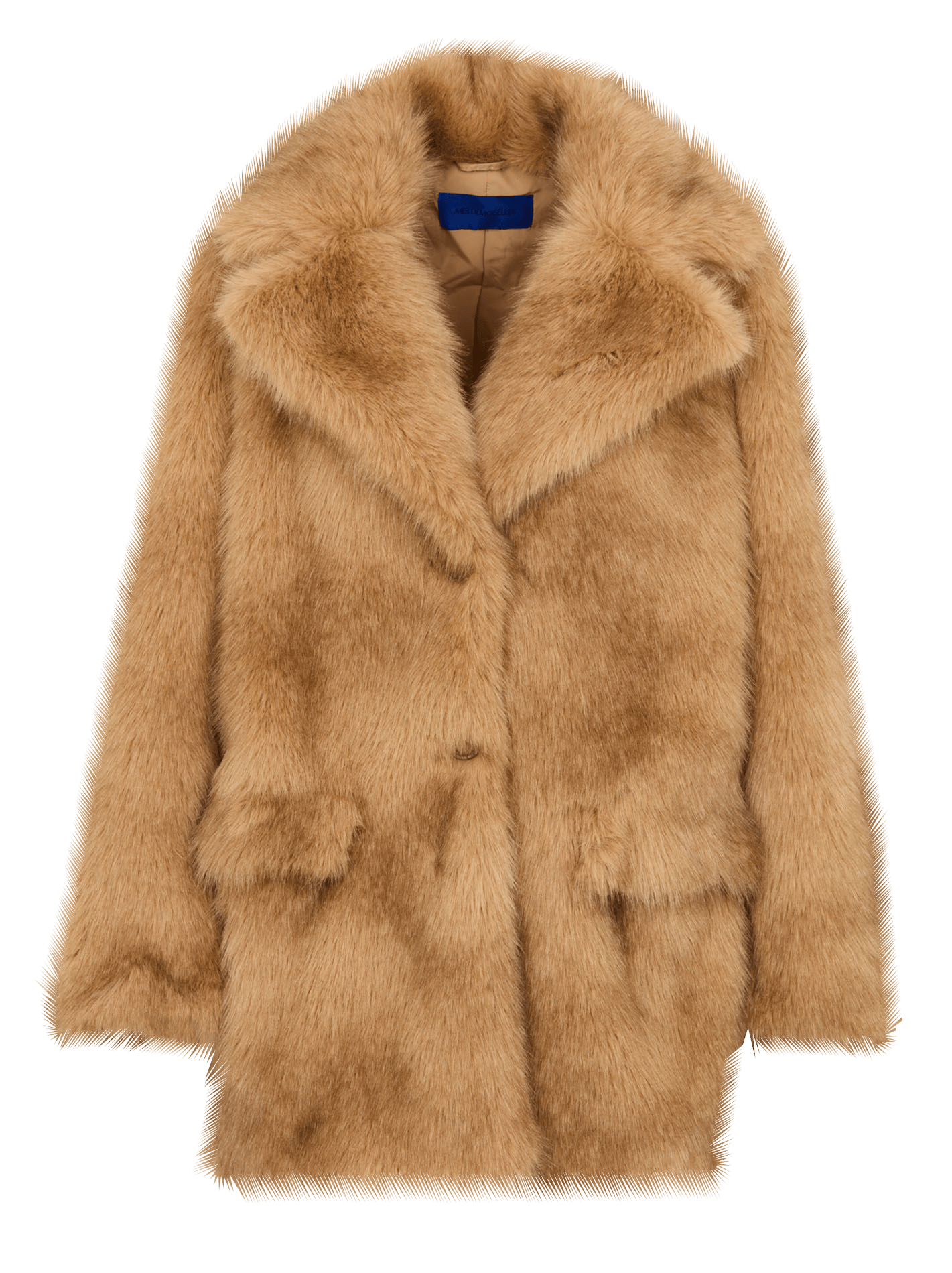 Manteau droit col tailleur en fourrure synthétique MES DEMOISELLES Beige