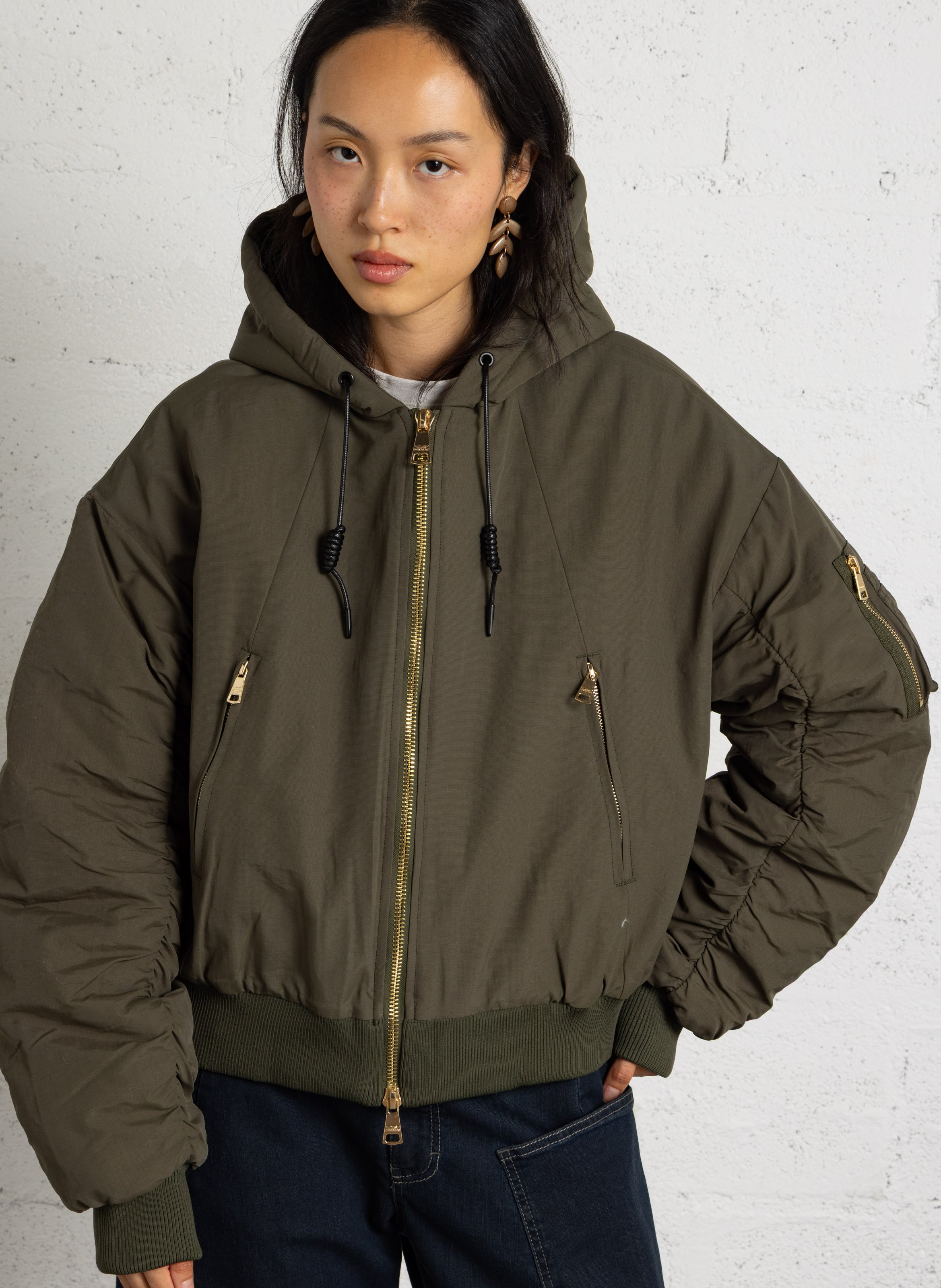 Blouson droite col capuche BOMBERS ORIGINAL Kaki