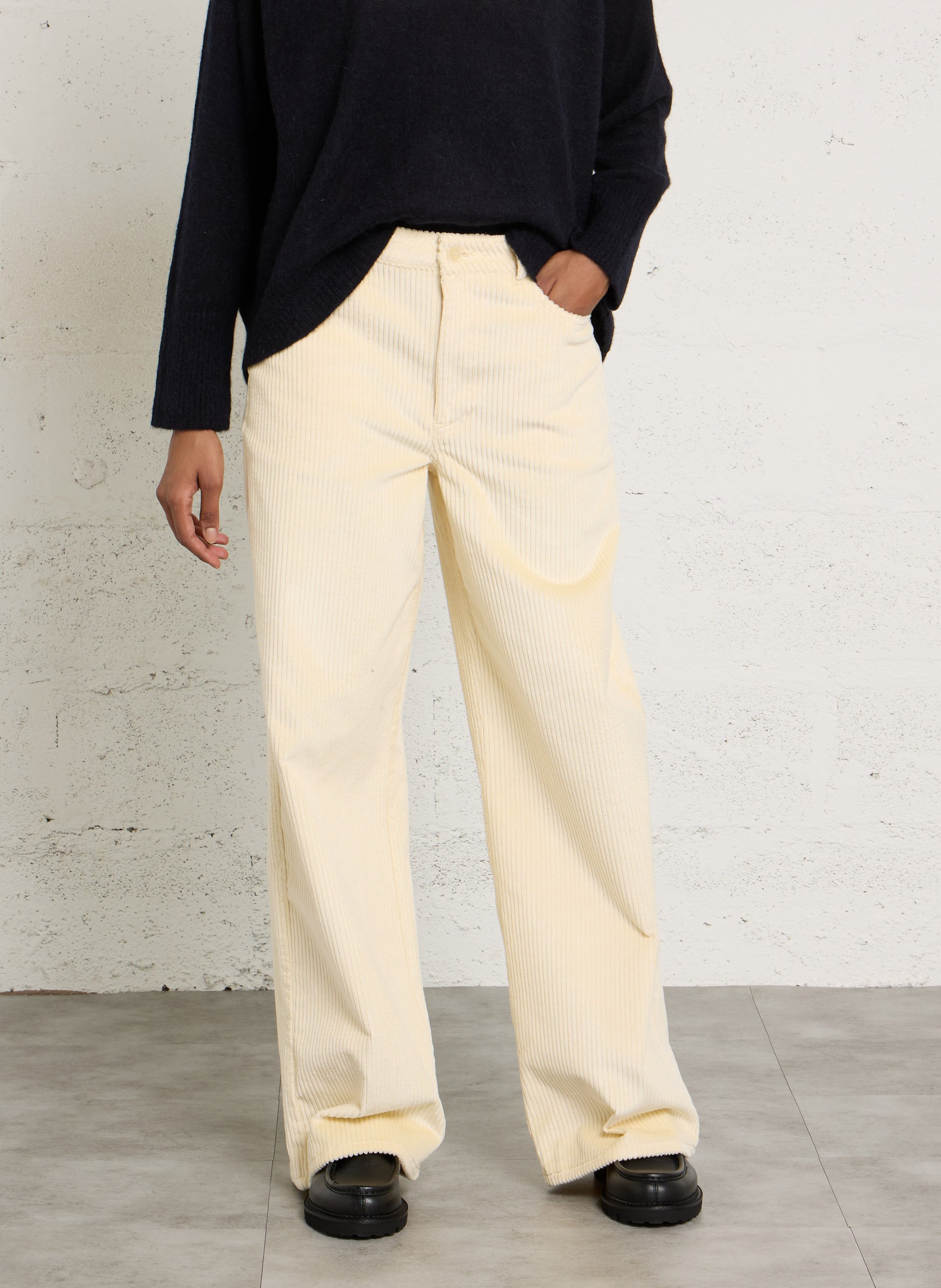 Pantalon large velours en coton mélangé DES PETITS HAUTS