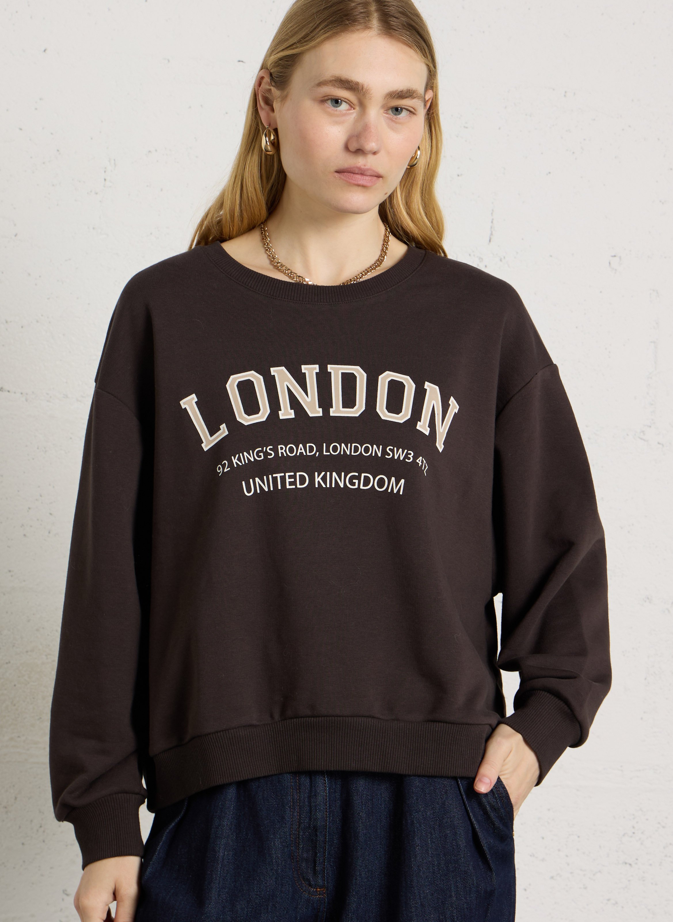 Loose-fit cotton-blend sweater MAISON 123 Brown