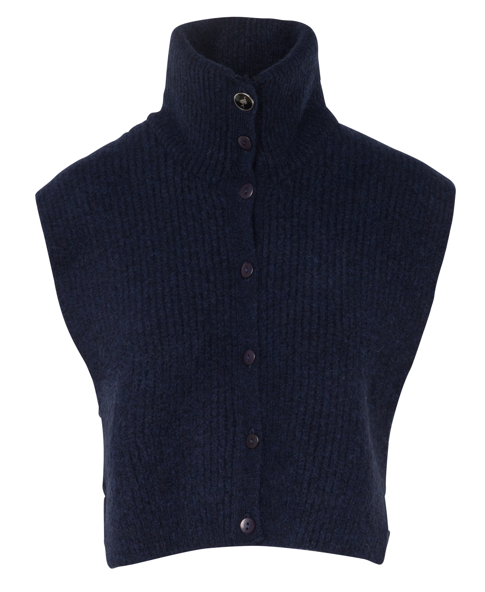 Mixed-knit high-neck cardigan ONE STEP Blue