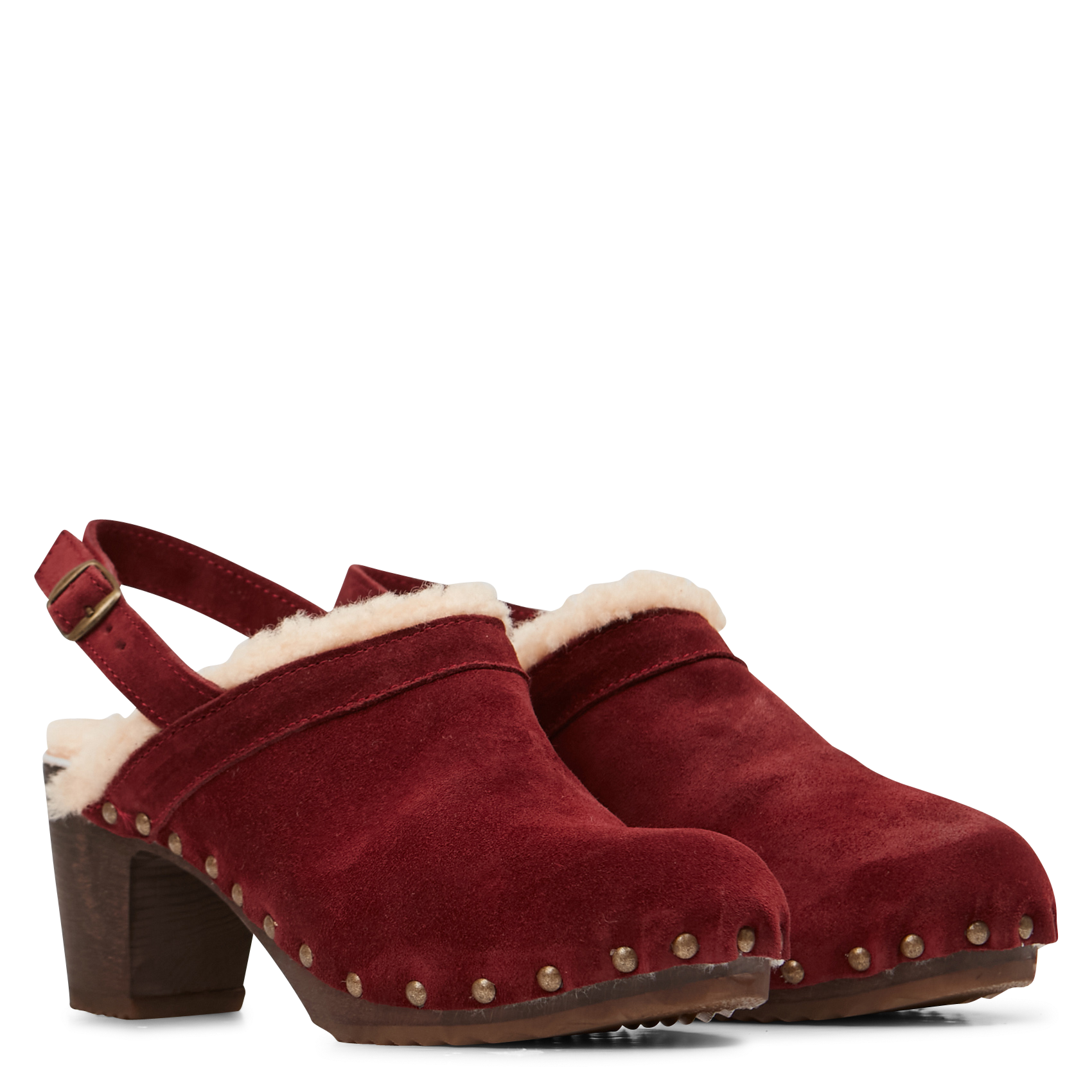 Gevoerde klompen van veloursleer BOSABO Violet